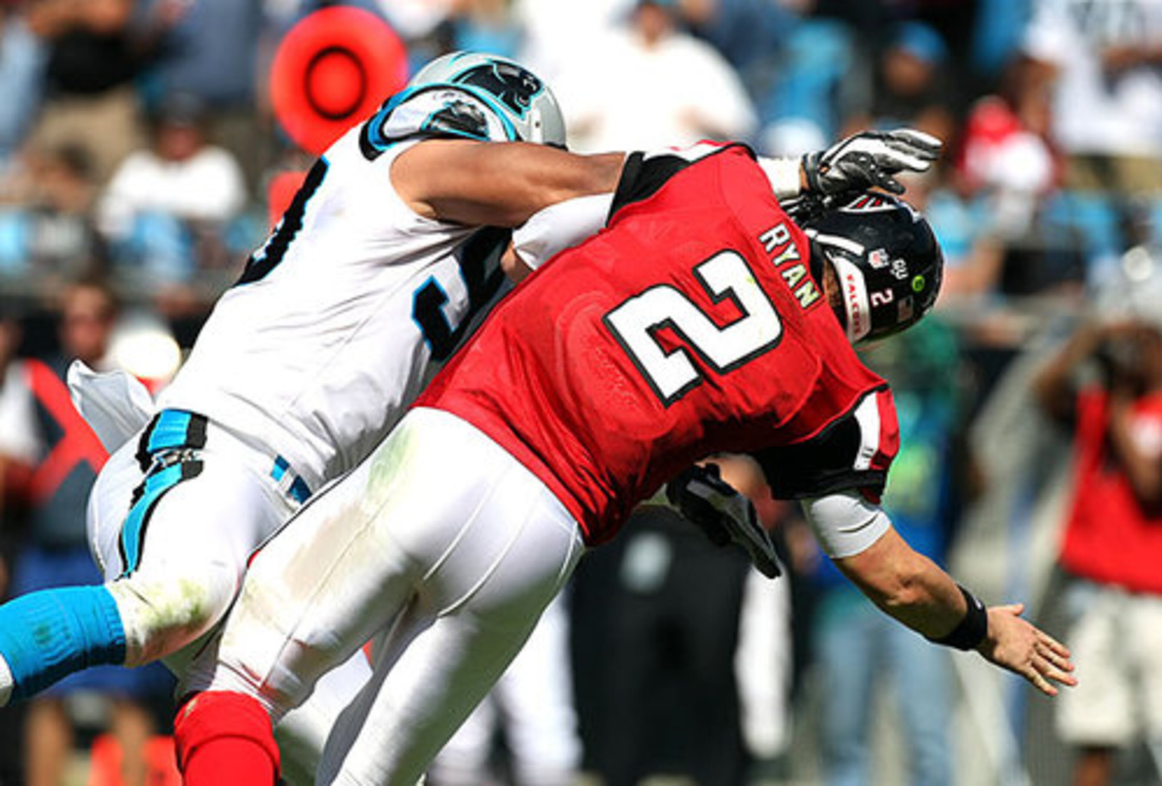 Ouch! Sunday was a rough one for Matt Ryan and the Falcons, who were roughed up by the Panthers, 24-9.