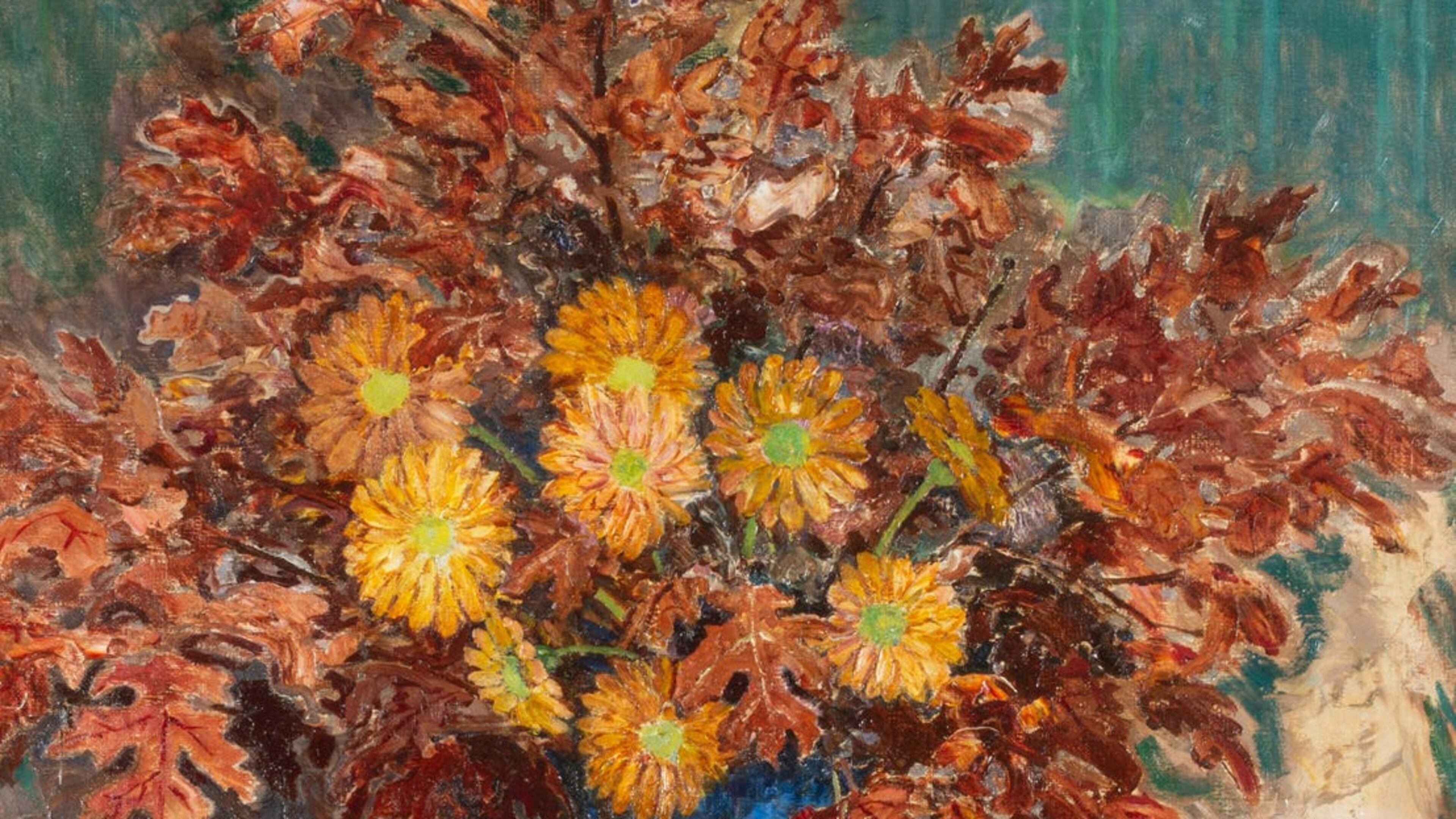 Palmer C. Hayden (1890–1973) 'Still Life with Chrysanthemums' by Palmer Hayden, oil on canvas, c. 1938