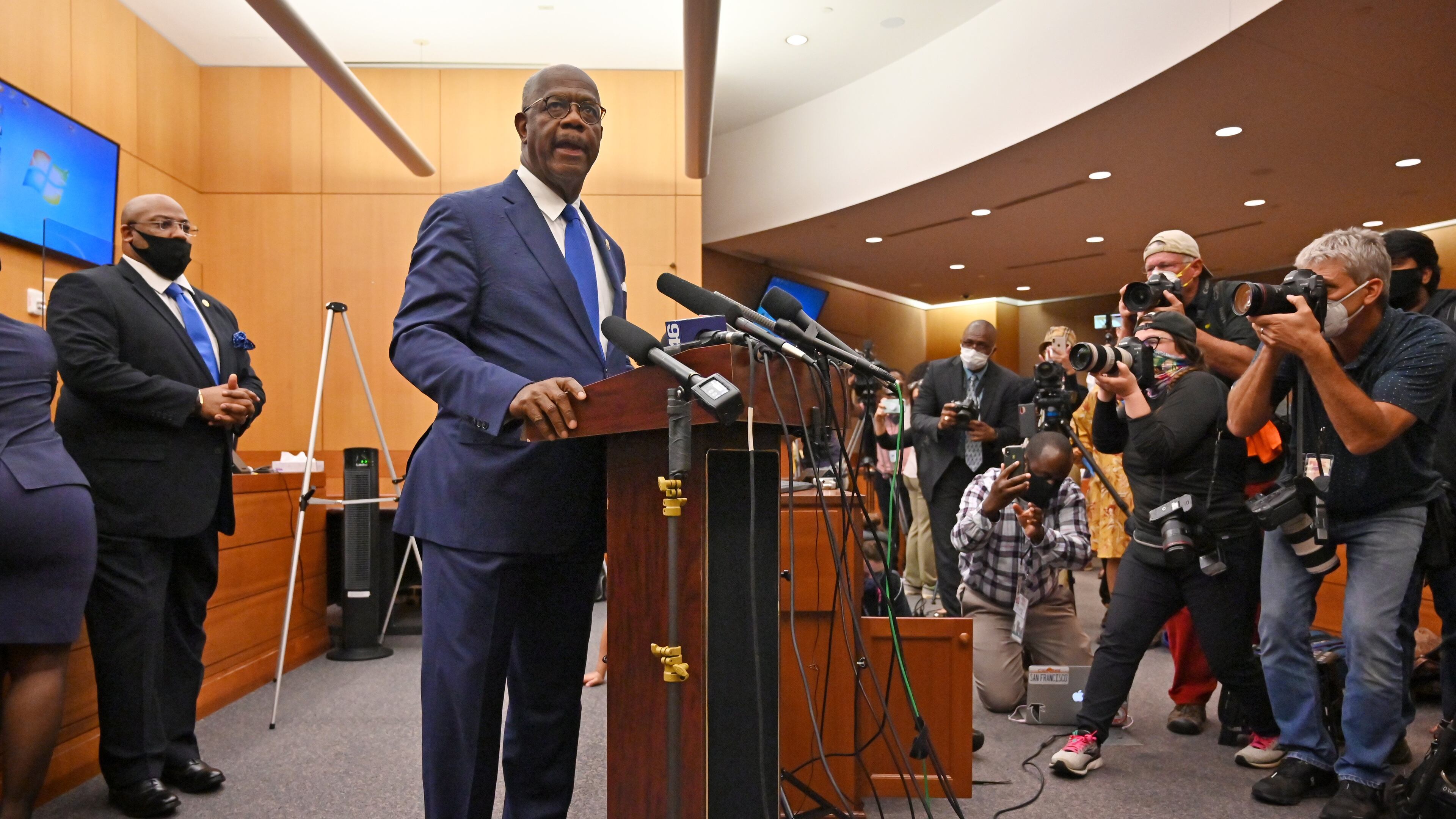 Fulton D.A. Paul Howard speaks during a press conference at Fulton County Superior Courthouse on Wednesday, June 17, 2020. The former Atlanta police officer who shot and killed Rayshard Brooks was charged Wednesday with felony murder and 10 other offenses in his death, the Fulton County District Attorney's Office said. (Hyosub Shin / Hyosub.Shin@ajc.com)