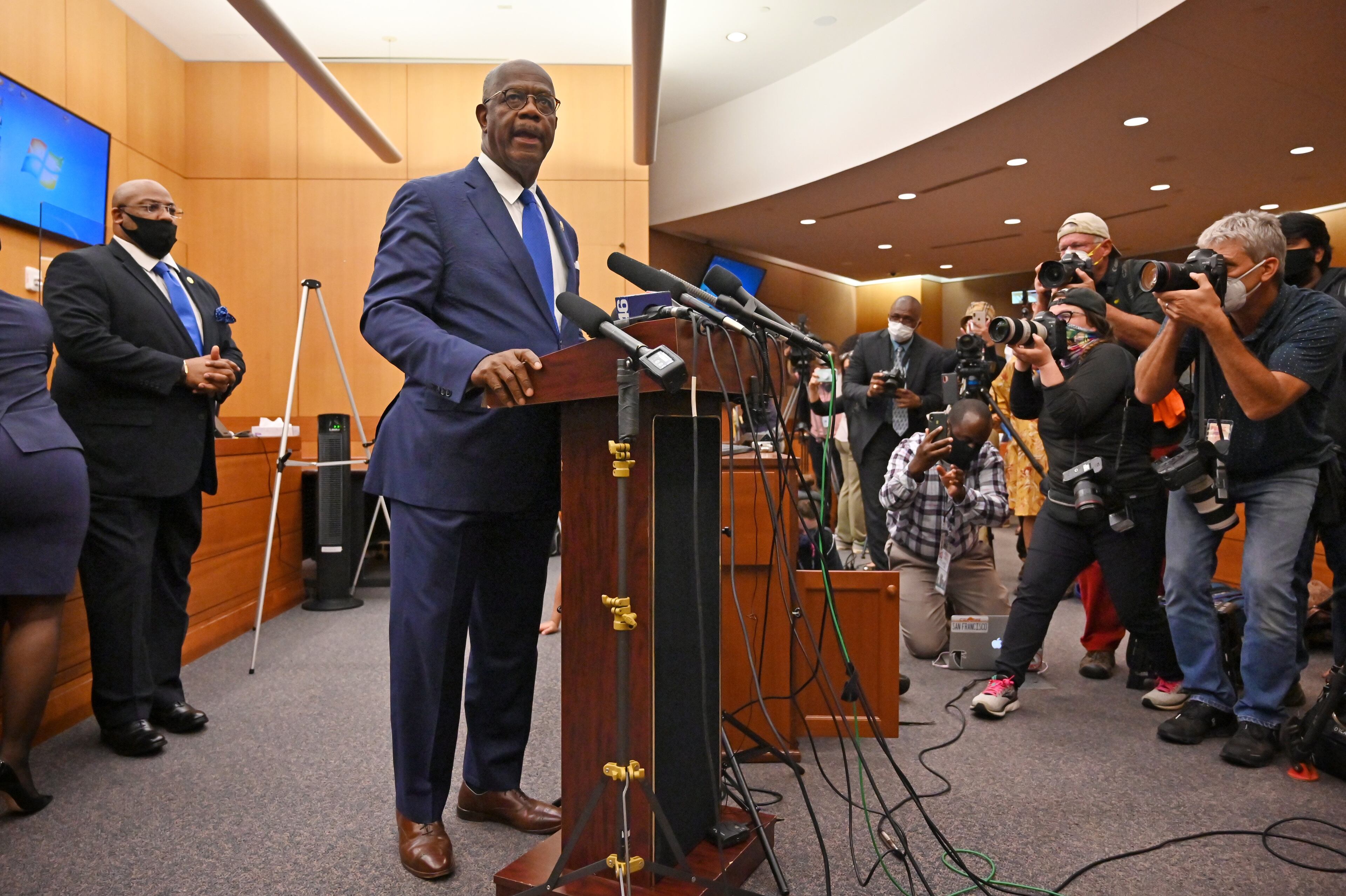 Fulton D.A. Paul Howard speaks during a press conference at Fulton County Superior Courthouse on Wednesday, June 17, 2020. The former Atlanta police officer who shot and killed Rayshard Brooks was charged Wednesday with felony murder and 10 other offenses in his death, the Fulton County District Attorney's Office said. (Hyosub Shin / Hyosub.Shin@ajc.com)