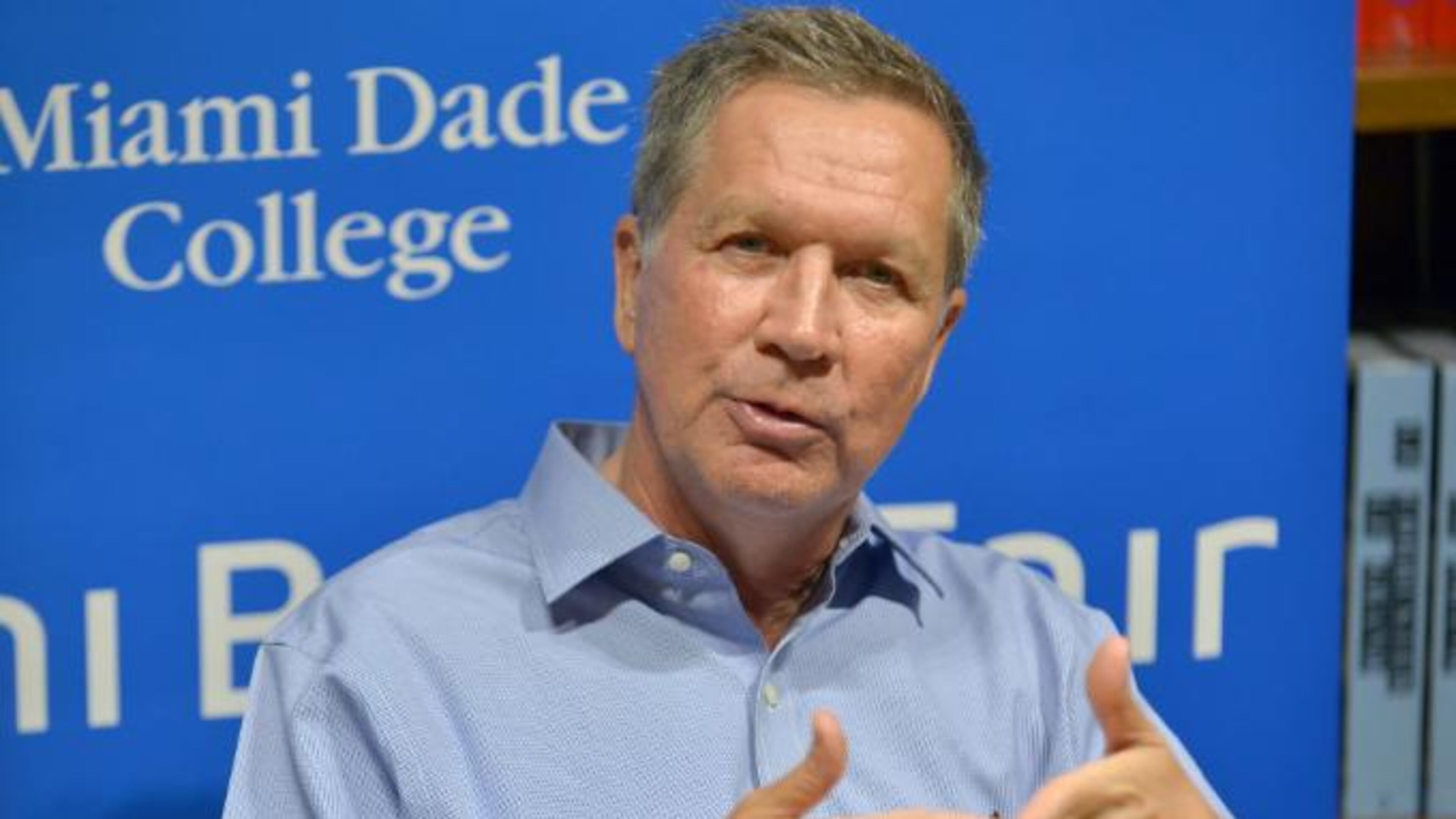 CORAL GABLES, FL - MAY 26: John Kasich, Governor of Ohio and a former U.S. presidential candidate speaks and sign copies of his new book "Two Paths: America Divided or United" at Books and Books on May 26, 2017 in Coral Gables, Florida. (Photo by Johnny Louis/FilmMagic)