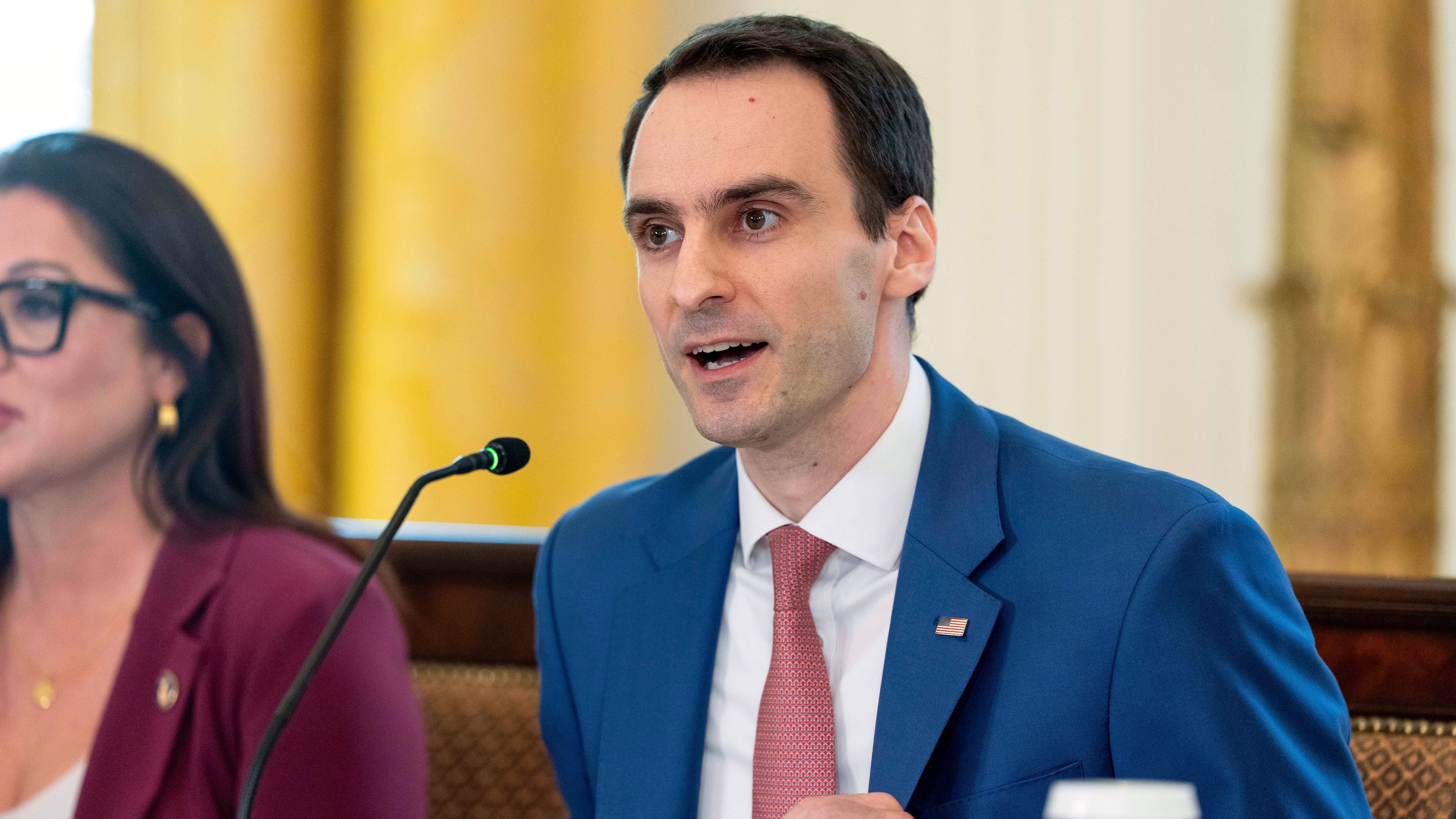 FILE - White House director of Science and Technology Policy Michael Kratsios speaks during a meeting of the White House Task Force on Artificial Intelligence Education in the East Room of the White House, Sept. 4, 2025, in Washington. (AP Photo/Alex Brandon, File)