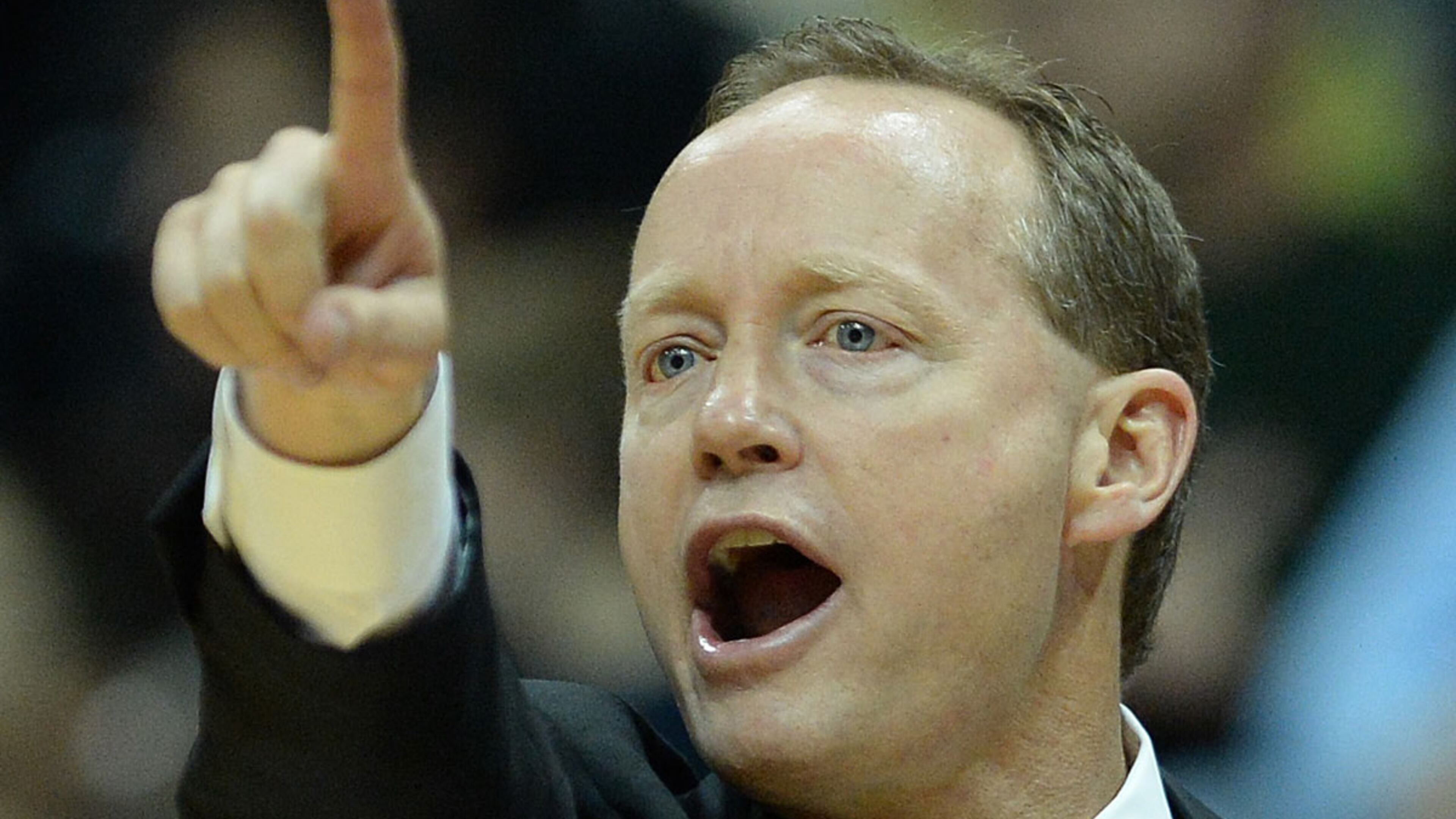 November 1, 2013 - Atlanta: Atlanta Hawks coach Mike Budenholzer yells instructions during the Atlanta Hawks home opener against the Toronto Raptors inside Philips Arena on Friday, November 1, 2013. Hawks won the game. JOHNNY CRAWFORD / JCRAWFORD@AJC.COM