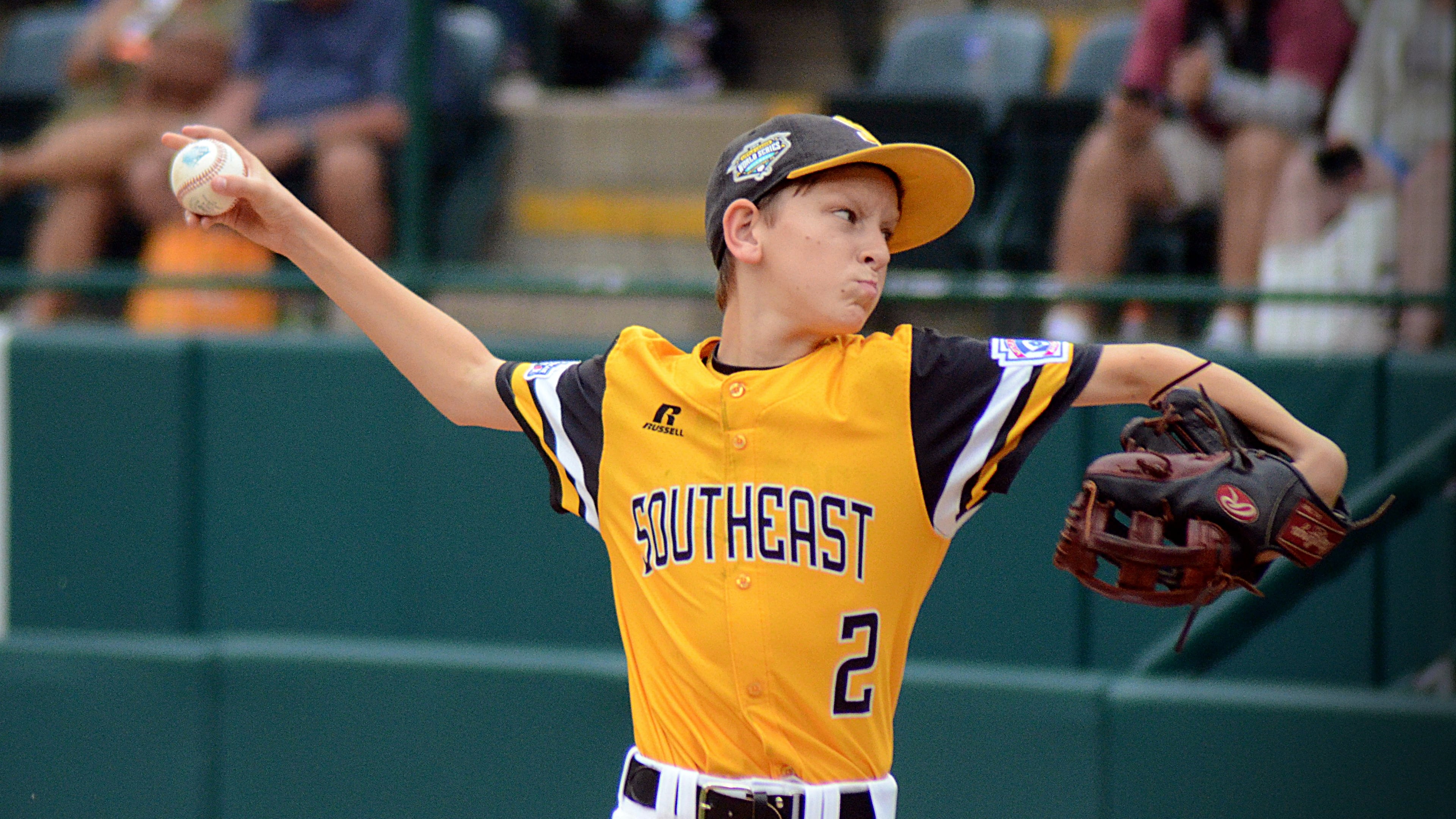 Peachtree City's Ben Traxler pitches against Japan at the Little League World Series in Williamsport, Pennsylvania, on Sunday, Aug. 26, 2018. (Photo: Mitchell Northam/AJC/mitchell.northam@coxinc.com)