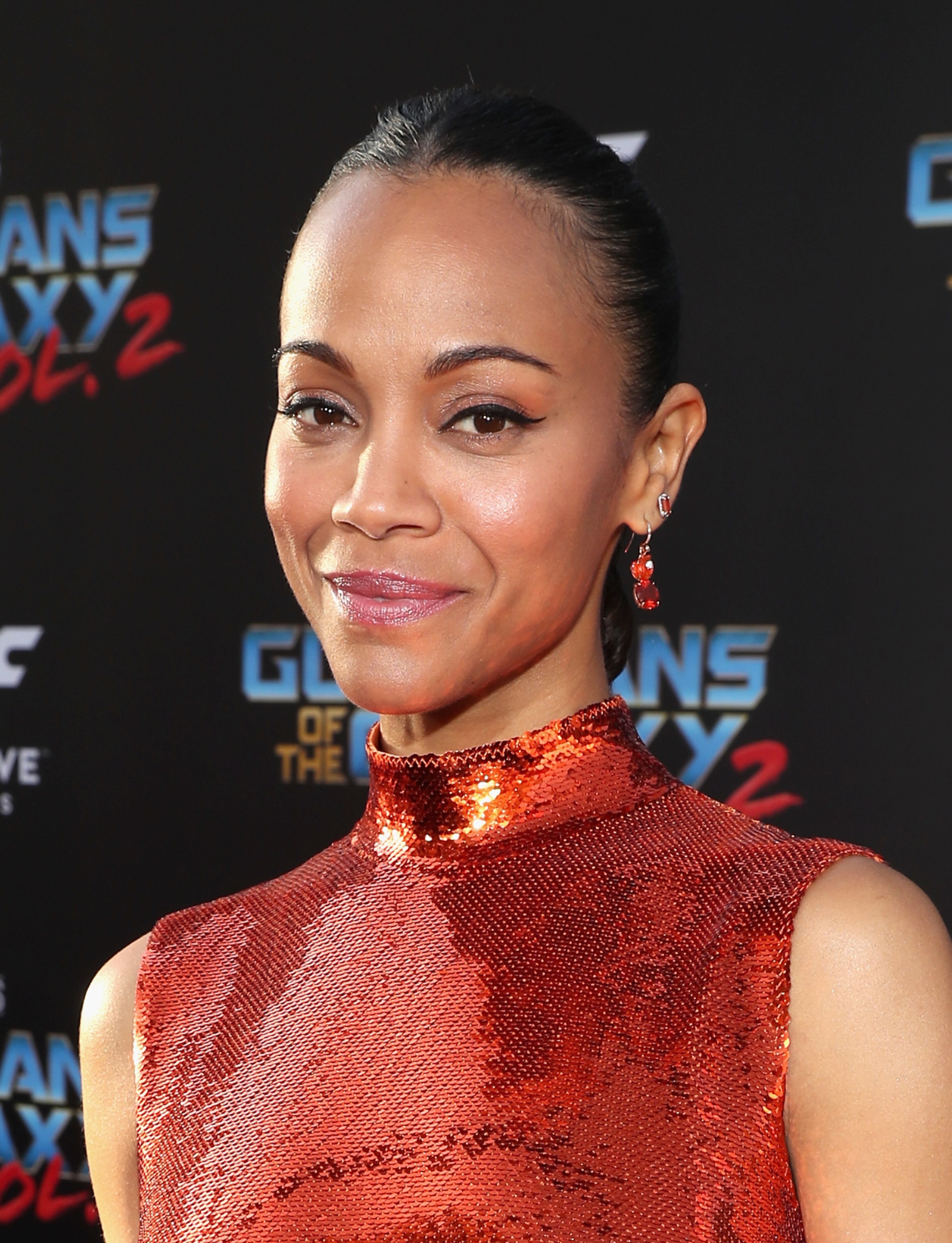 HOLLYWOOD, CA - APRIL 19: Actor Zoe Saldana at The World Premiere of Marvel Studios ÂGuardians of the Galaxy Vol. 2. at Dolby Theatre in Hollywood, CA April 19th, 2017 (Photo by Rich Polk/Getty Images for Disney)