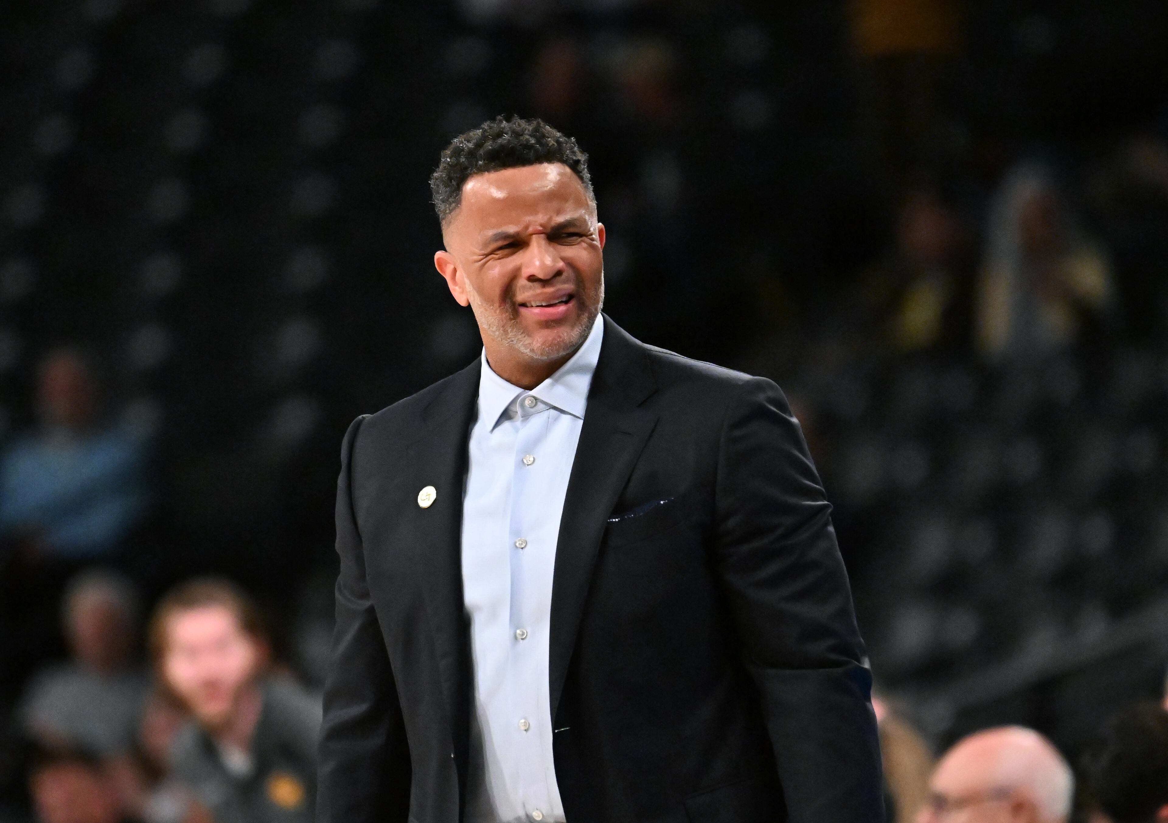 Georgia Tech head coach Damon Stoudamire reacts during an NCAA college basketball game at Georgia Tech’s McCamish Pavilion, Wednesday, March 4, 2026, in Atlanta. California won 76-65 over Georgia Tech. (Hyosub Shin/AJC)