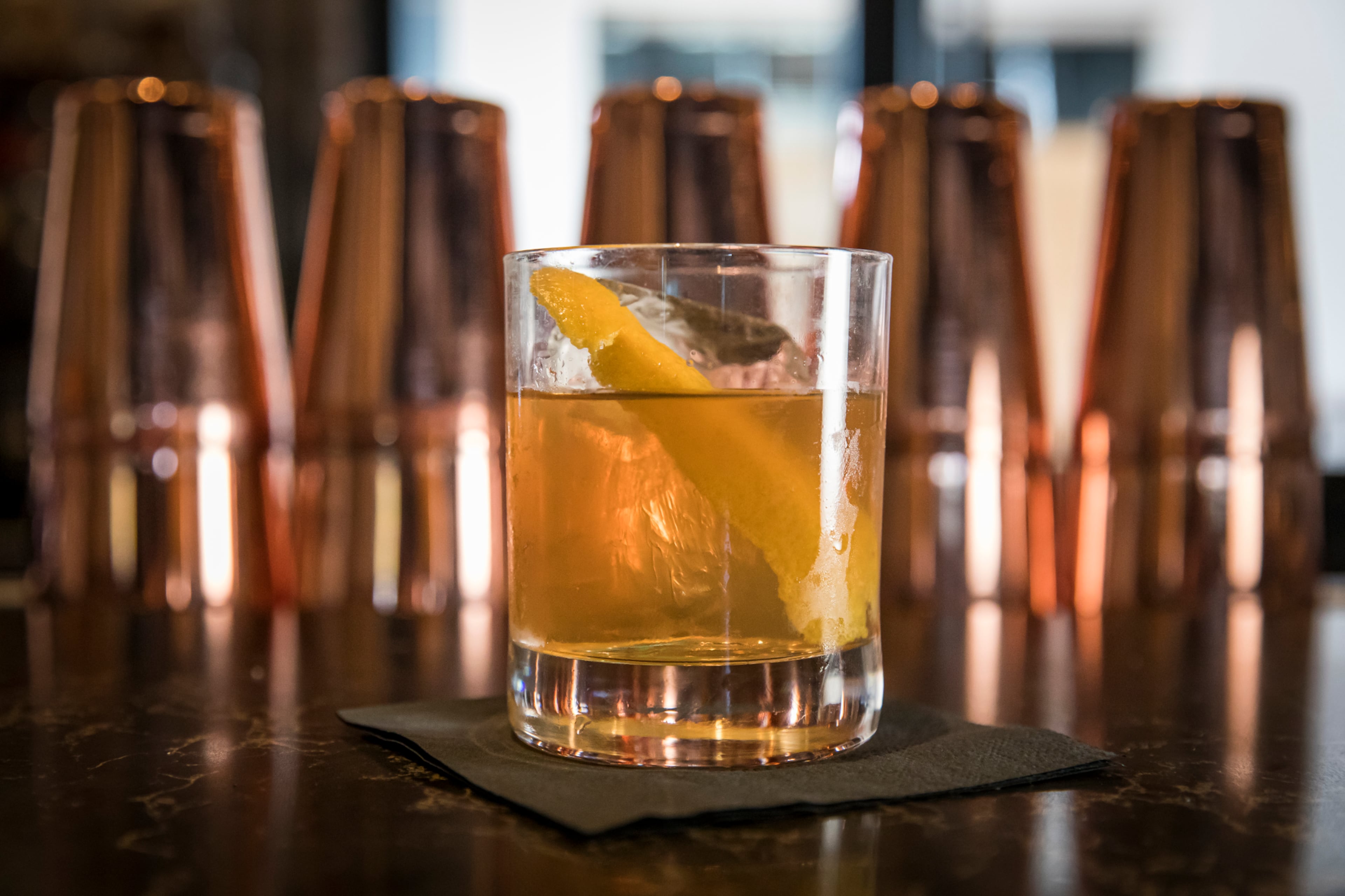 The Marietta Boulevardier at the Woodall is made with bourbon, Nonino aperitivo, vermouth, spiced simple syrup and bitters. Courtesy of the Woodall