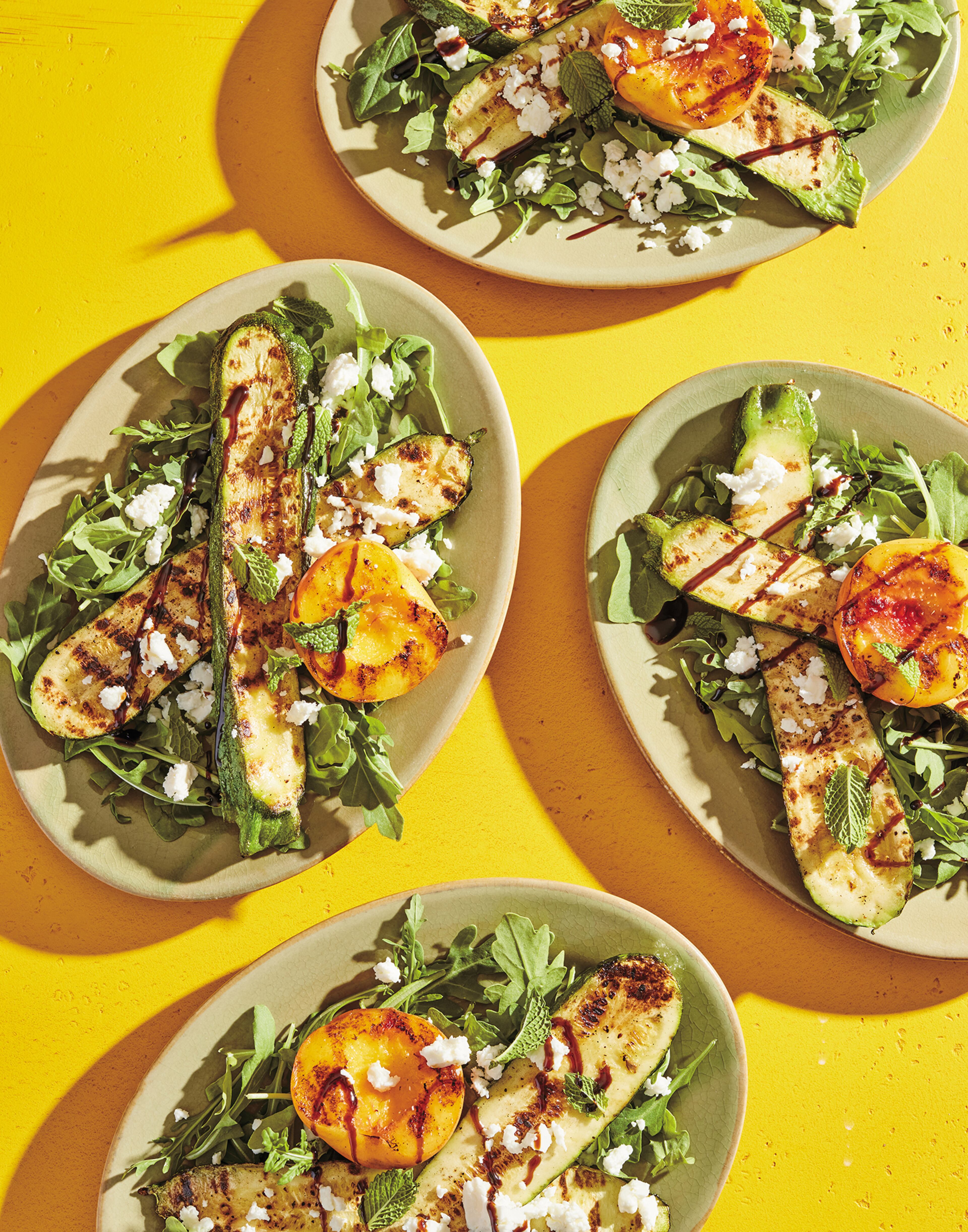 Grilled Zucchini and Peach Salad with Mint is the quintessential example of the saying “things that grow together, go together.” — From “Zucchini Love: 43 Garden-Fresh Recipes for Salads, Soups, Breads, Lasagnas, Stir-Fries, and More” by Cynthia Graubart (Storey, $14.99). (Courtesy of Joseph Keller)