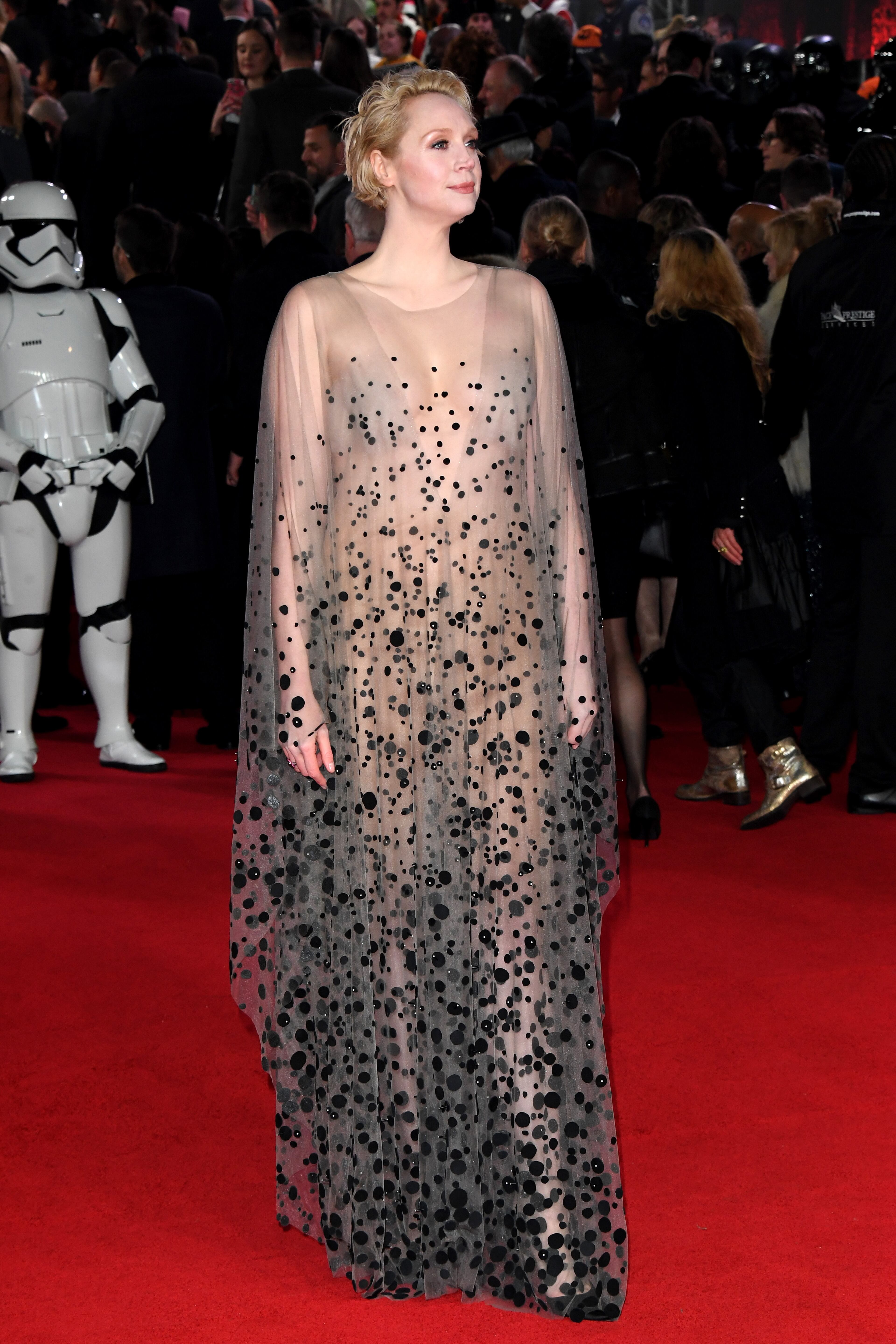 LONDON, ENGLAND - DECEMBER 12: Actress Gwendoline Christie attends the European Premiere of 'Star Wars: The Last Jedi' at Royal Albert Hall on December 12, 2017 in London, England. (Photo by Stuart C. Wilson/Getty Images)