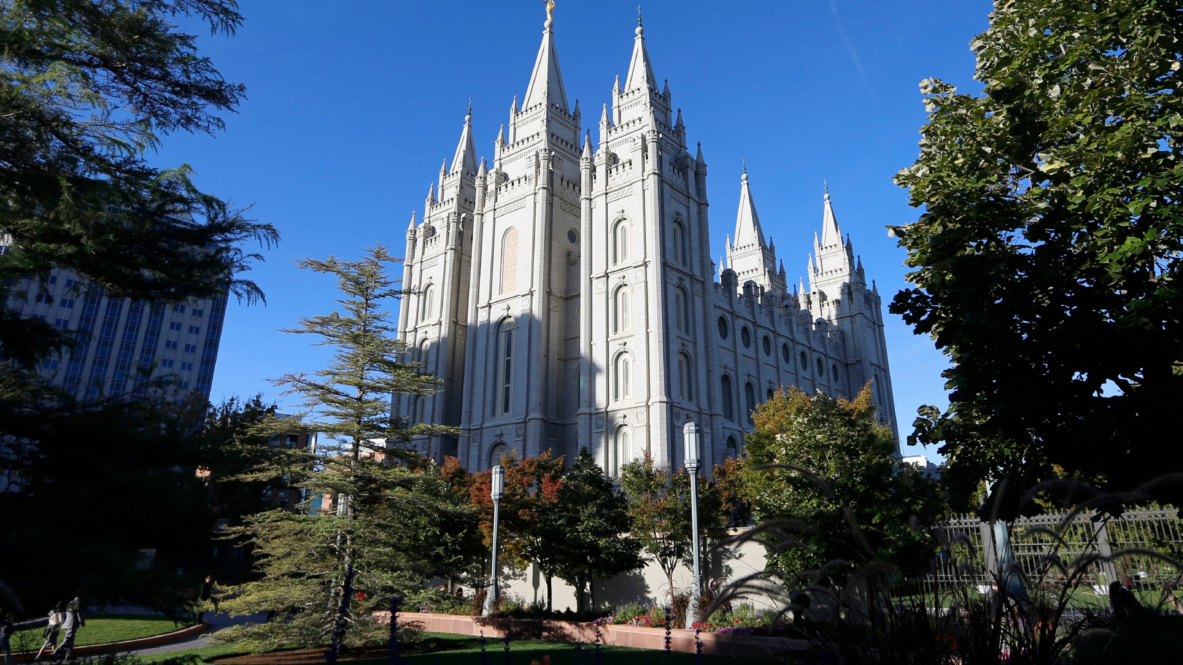 FILE - The Salt Lake Temple stands at Temple Square in Salt Lake City, Oct. 5, 2019. (AP Photo/Rick Bowmer, File)