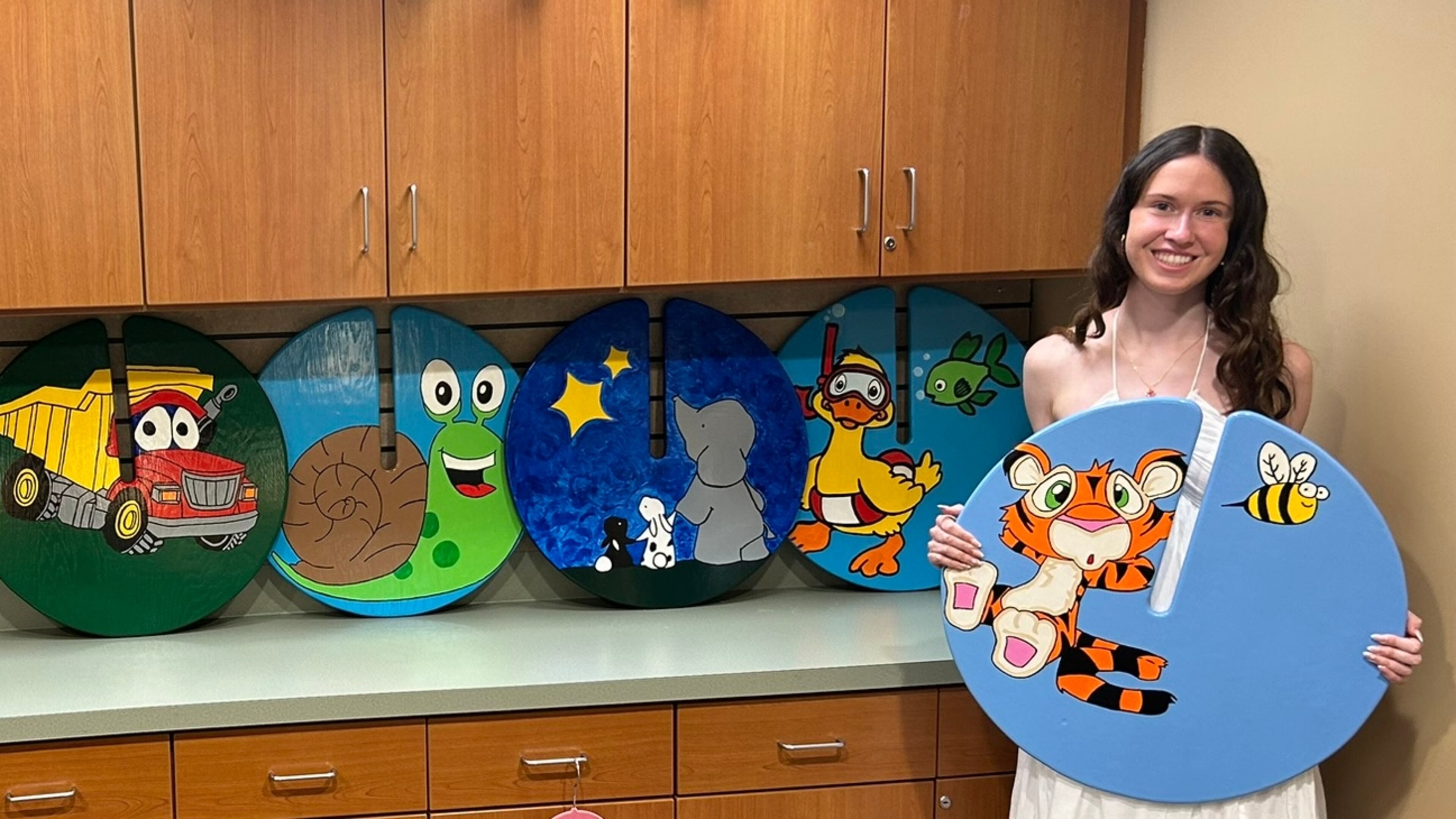 Sarah Gruber donated 17 handmade IV lily pads to the Spence and Becky Wilson Baptist Children's Hospital in Memphis, Tennessee. The skateboard-like devices attach to IV poles, allowing pediatric patients to sit and move around a hospital more efficiently while still connected to their IVs. “It’s important that I inspire and teach others so they can carry on this project long after I have finished,” she said. (Courtesy of Baptist Memorial Health Care)