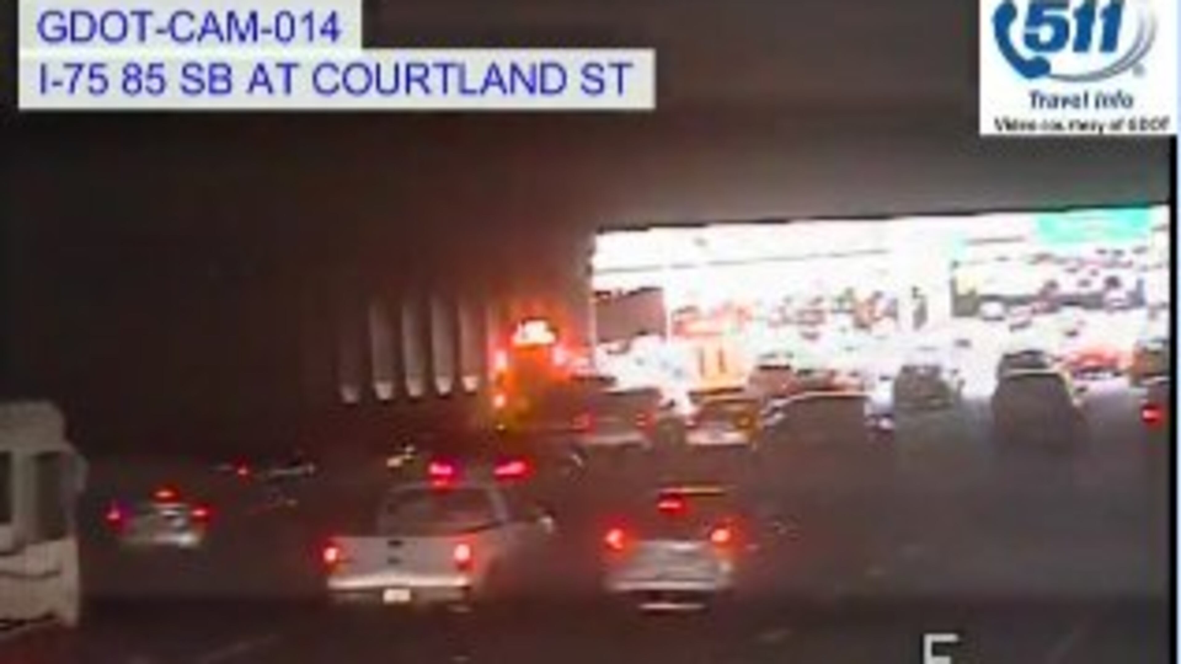 A crash on the Downtown Connector blocked several lanes. (Credit: Georgia Department of Transportation)