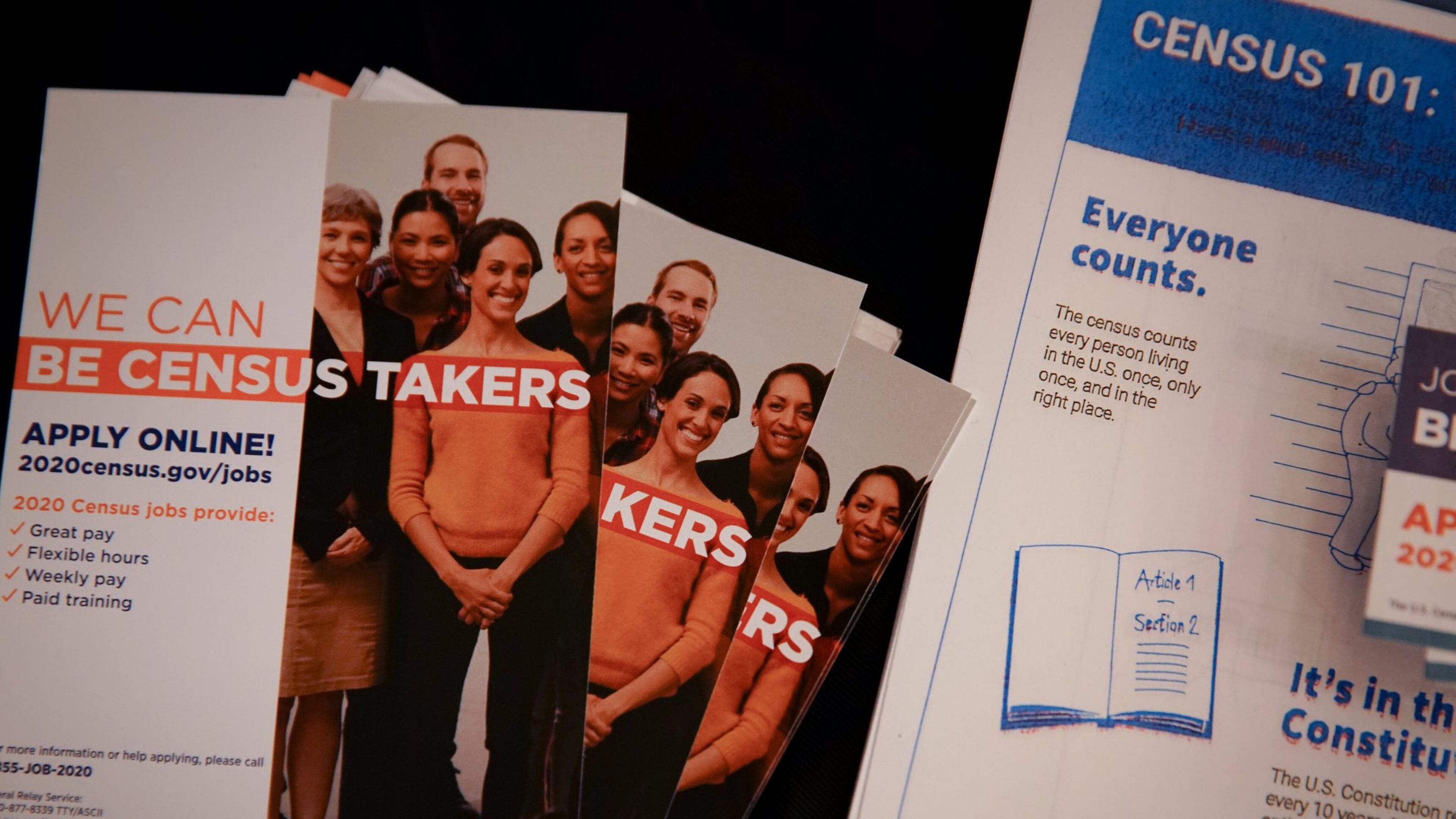 Census 2020 literature is seen at a pep rally-style event and meeting about the 2020 Census in Clarkston. (Elijah Nouvelage for The Atlanta Journal-Constitution)