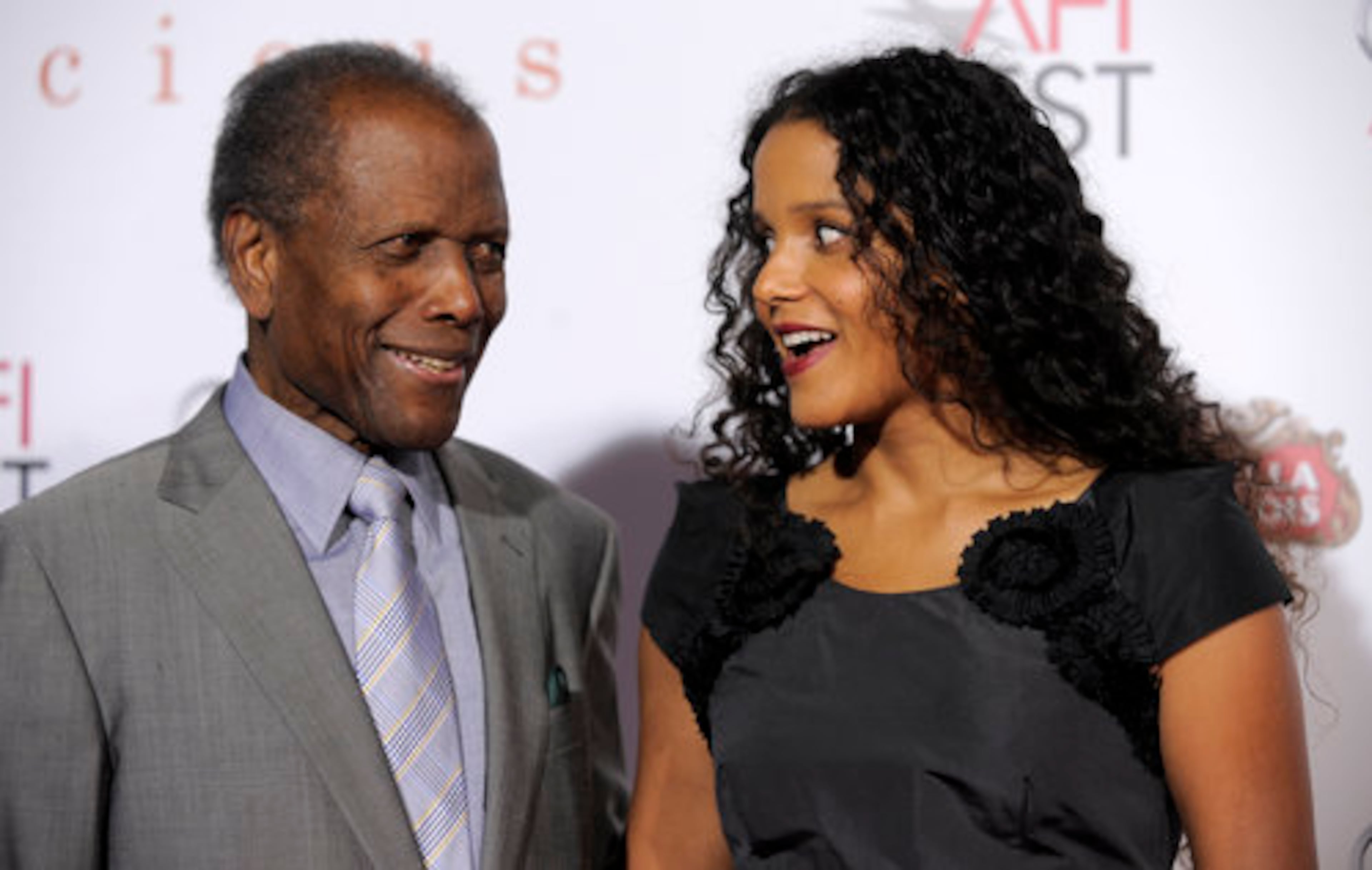 Actor Sidney Poitier, left, and his daughter Sydney Tamiia Poitier arrive together at the premiere of the film "Precious: Based on the Novel 'Push' by Sapphire, " at AFI Fest 2009 in Los Angeles.