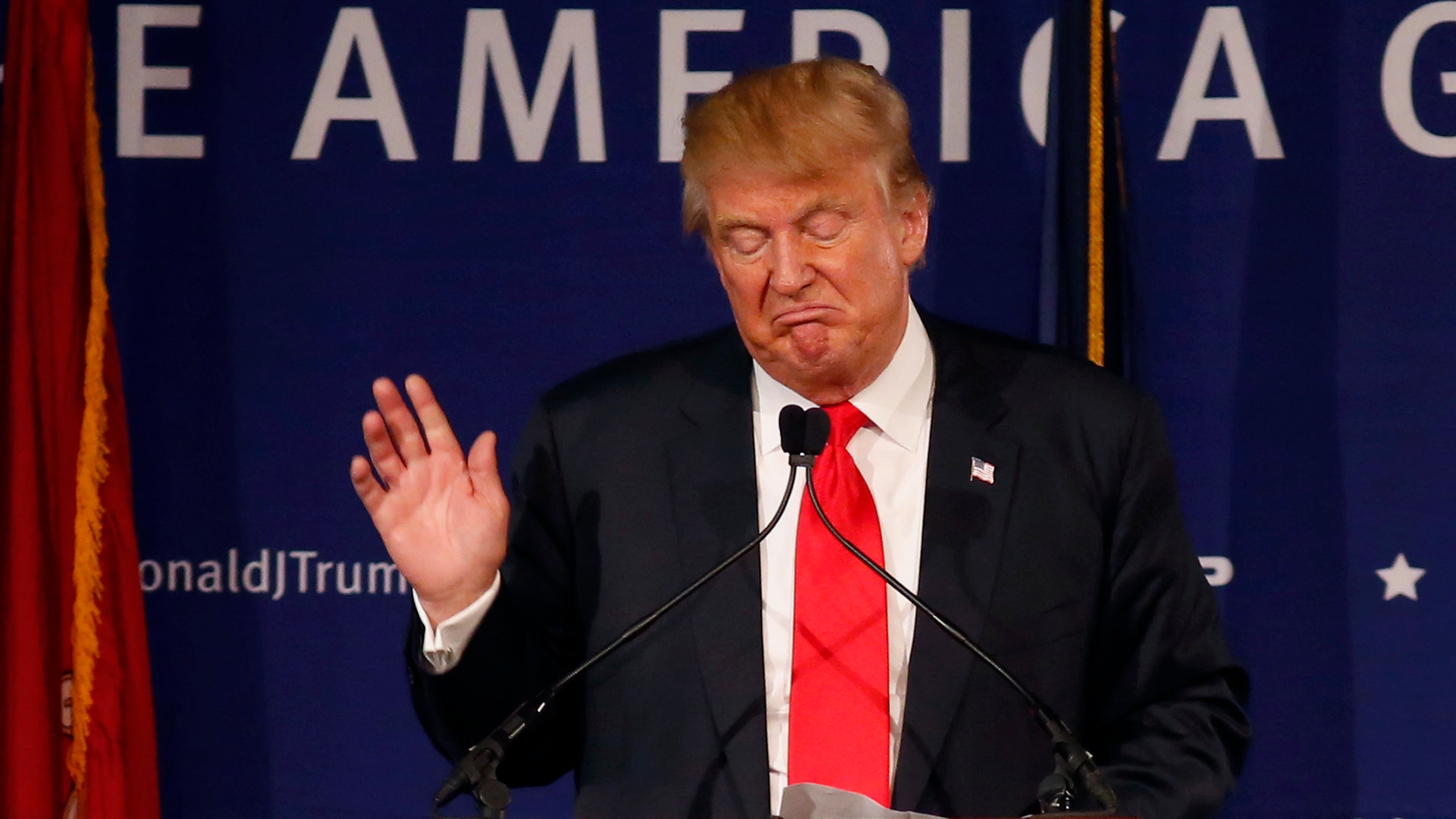 Republican presidential candidate, businessman Donald Trump, speaks during a rally coinciding with Pearl Harbor Day at Patriots Point aboard the aircraft carrier USS Yorktown in Mt. Pleasant, S.C., Monday, Dec. 7, 2015. (AP Photo/Mic Smith)