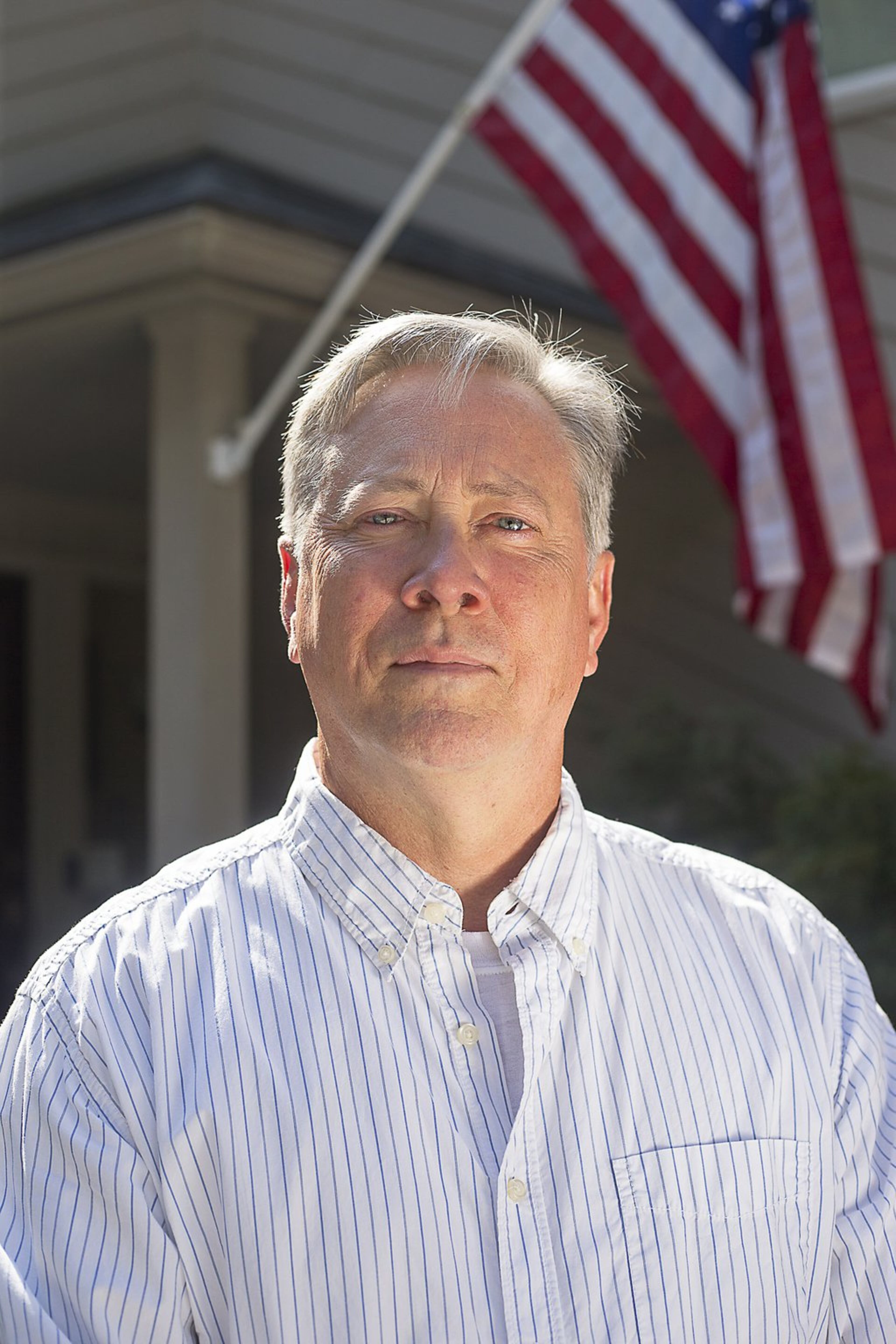 09/13/2019 — Alpharetta, Georgia — Former DeKalb County police officer Robert “Chip” Olsen stands for a photo at his Alpharetta residence, Thursday, September 13, 2019. Olsen shot and killed Anthony Hill, a mentally ill military veteran who was naked and unarmed at the time, outside a Chamblee apartment complex in March 2015. The officer has said he was in fear for his life when he shot Hill, who was advancing on Olsen and who ignored Olsen’s commands that he stop. (Alyssa Pointer/alyssa.pointer@ajc.com)