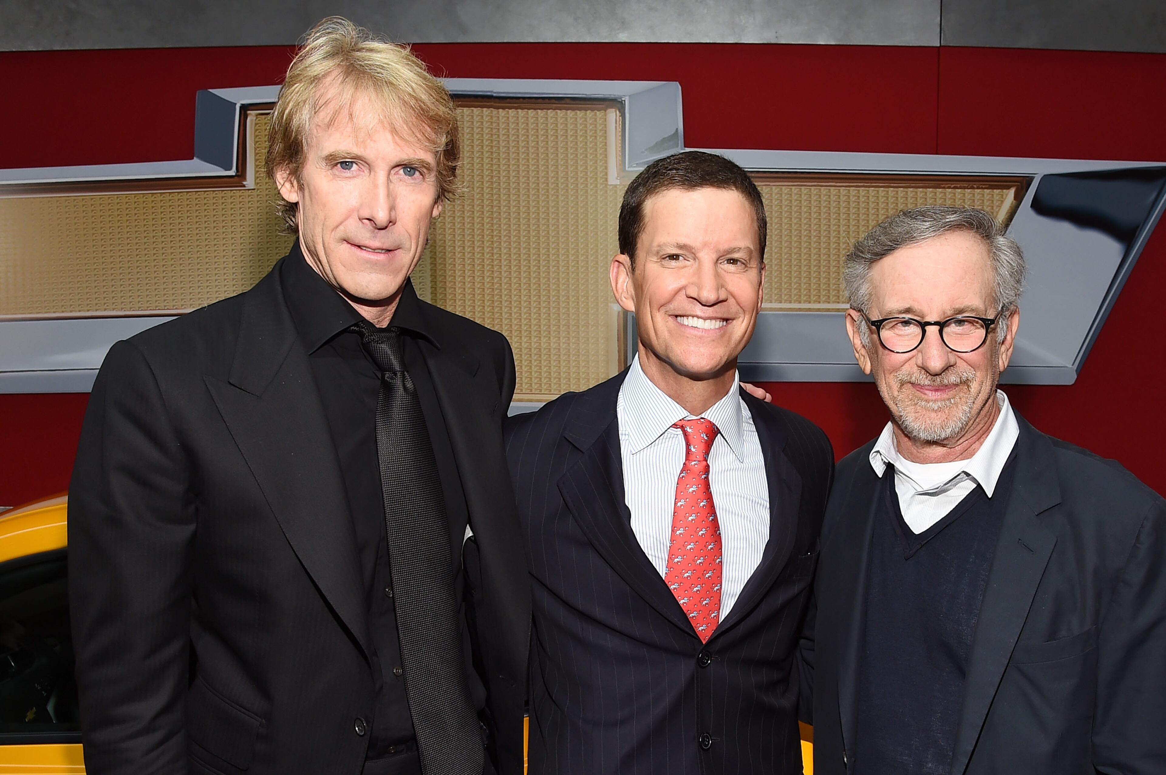 NEW YORK, NY - JUNE 25: (L-R) Director Michael Bay, executive producer Brian Goldner, and executive producer Steven Spielberg attend the New York Premiere of "Transformers: Age Of Extinction" at the Ziegfeld Theatre on June 25, 2014 in New York City. (Photo by Larry Busacca/Getty Images for Paramount)