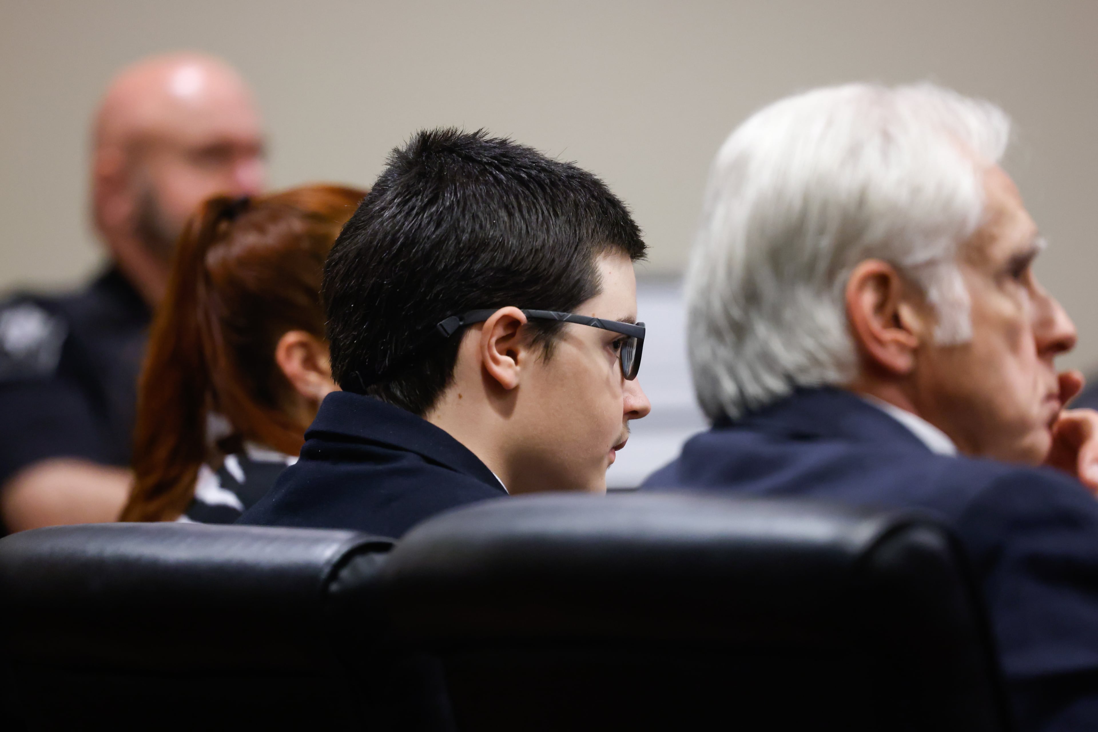 Colt Gray, the 16-year-old Apalachee High School shooting suspect, listens to victim impact statements after pleading guilty at Barrow County Superior Court on Friday, July 24, 2026, in Winder. Four people died and nine were injured at the school shooting on Sept. 4, 2024. (Arvin Temkar/AJC)