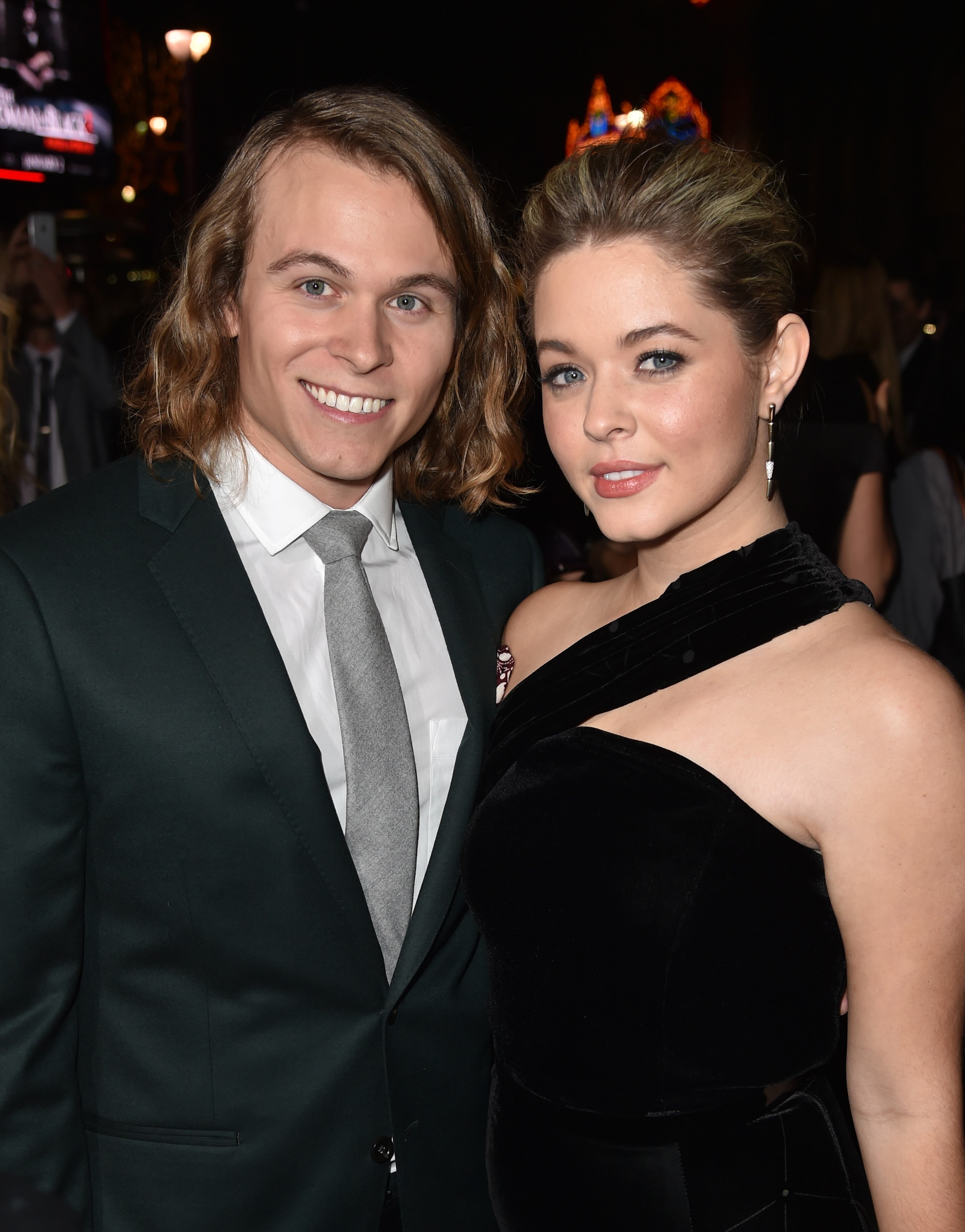 HOLLYWOOD, CA - DECEMBER 10: Actors Jordan Christian Hearn (L) and Sasha Pieterse attend the premiere of Warner Bros. Pictures' "Inherent Vice" at TCL Chinese Theatre on December 10, 2014 in Hollywood, California. (Photo by Kevin Winter/Getty Images)