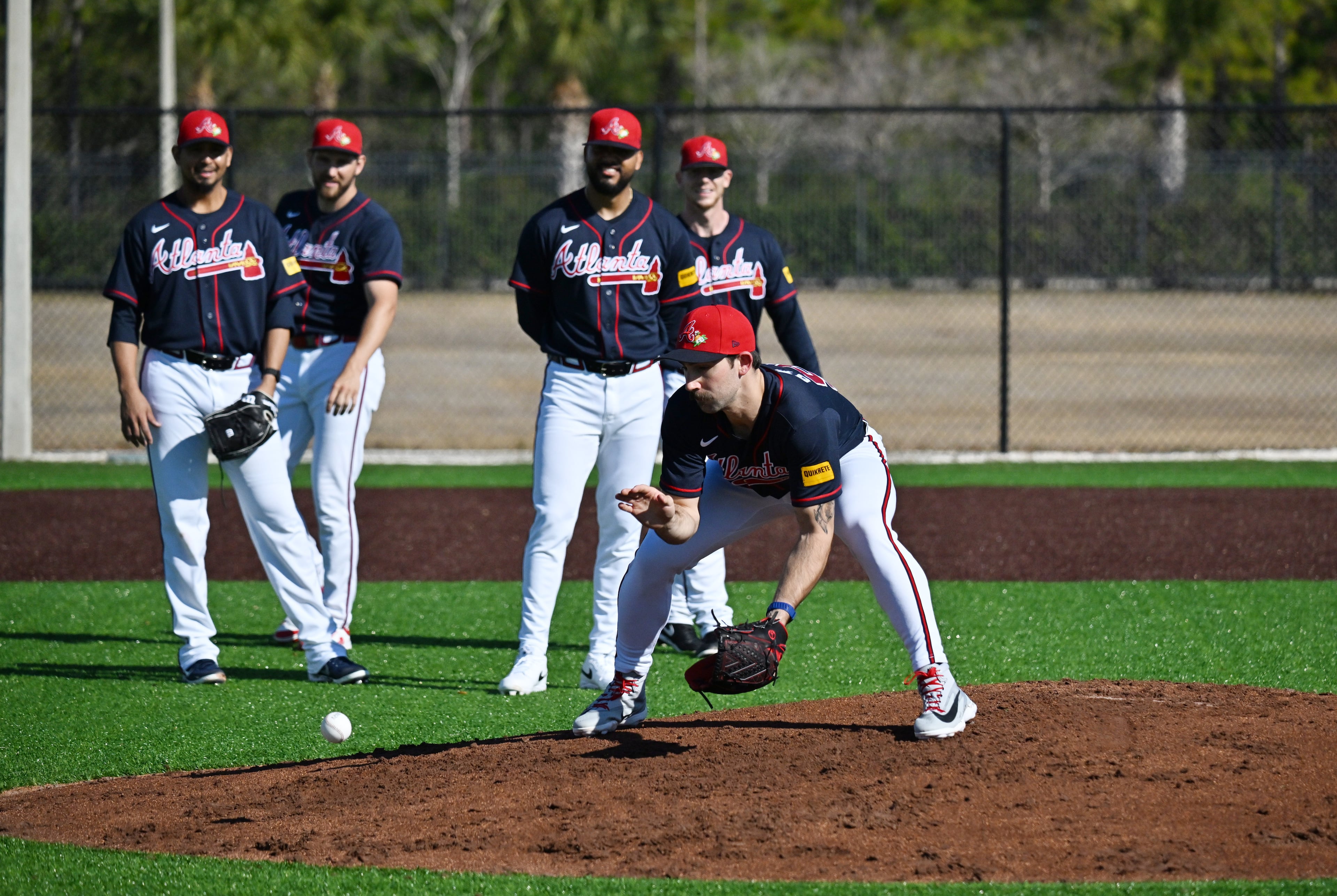 Braves pitcher Spencer Strider runs a drill during the first day of pitchers and catchers workouts at CoolToday Park on Tuesday, Feb. 10, 2026, in North Port, Fla. (Hyosub Shin/AJC)