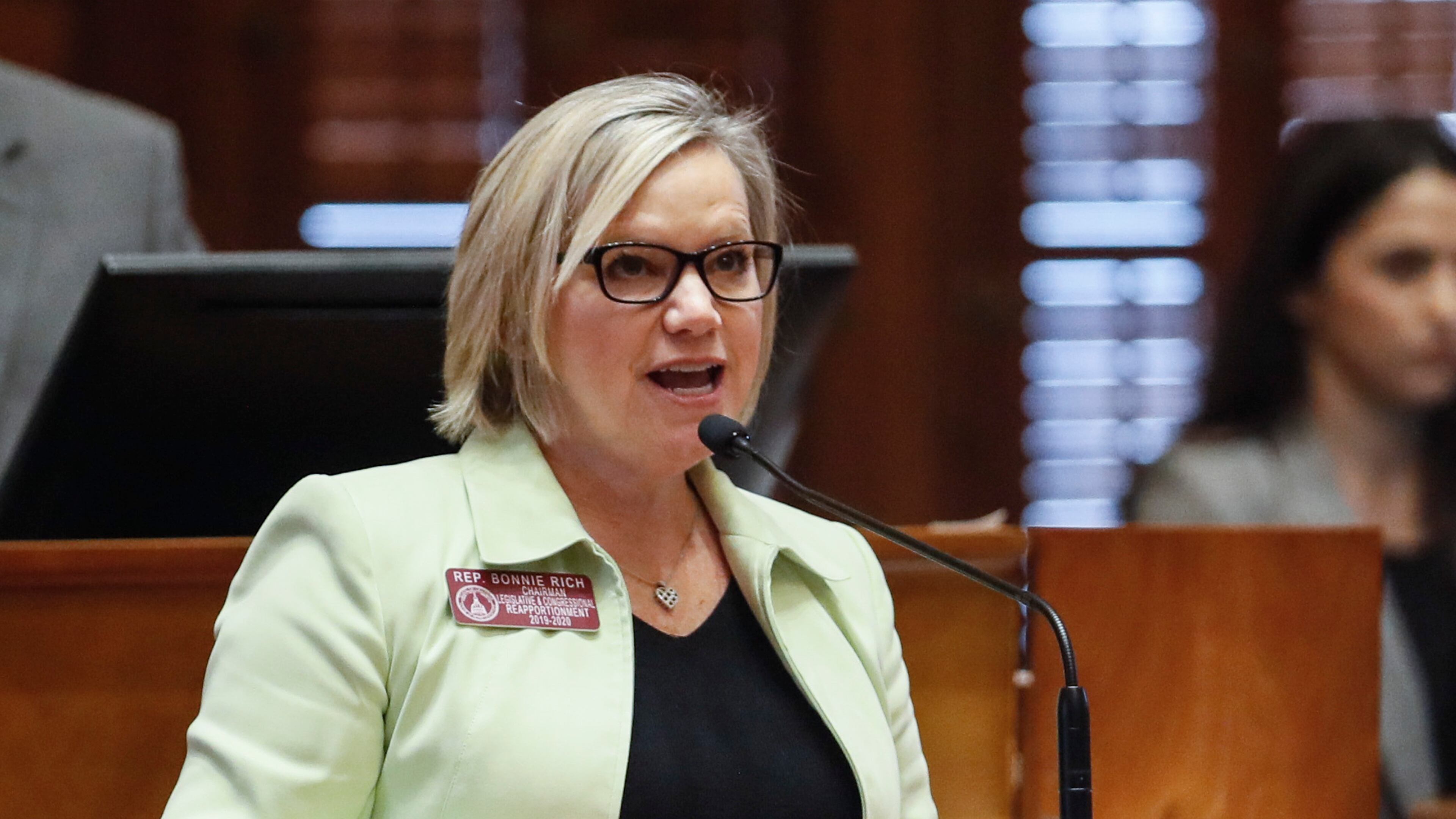 January 15, 2020 - Atlanta - Rep. Bonnie Rich, R - Suwanee, speaks during morning orders as the Georgia 2020 General Assembly continued for it's third legislative day. Bob Andres / bandres@ajc.com