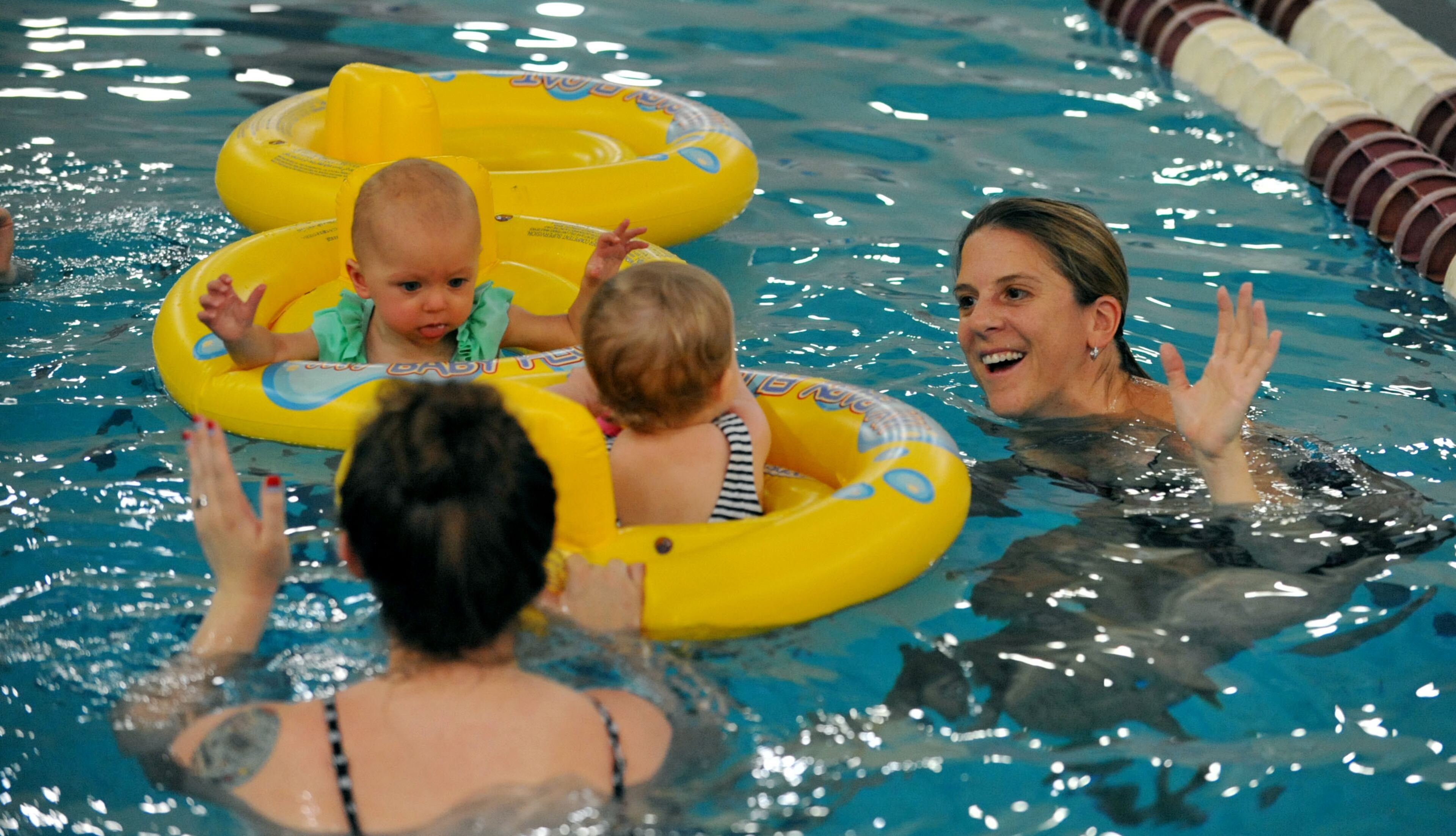 Babies Adeline White (in green), 8 months and Porter Nelson, 16 months, interact as Clare Schexnyder (right) teaches H2Oh Baby - mom & baby water aerobics. Soon after giving birth to her daughter in 2005, Clare Schexnyder found herself in a deep depression. By the time the former CNN producer literally walked her way back to health, she knew she was on to something. Seated at her kitchen table one night, she founded Oh Baby! Fitness to help pregnant and new moms gain access to safe and effective exercise. 30,000 women and 20 metro Atlanta locations later, the Atlanta company, which offers the widest variety of pregnancy and mom and baby exercise classes in the country, is expanding nationwide and is now in 12 states and the District of Columbia. KENT D. JOHNSON / KDJOHNSON@AJC.COM