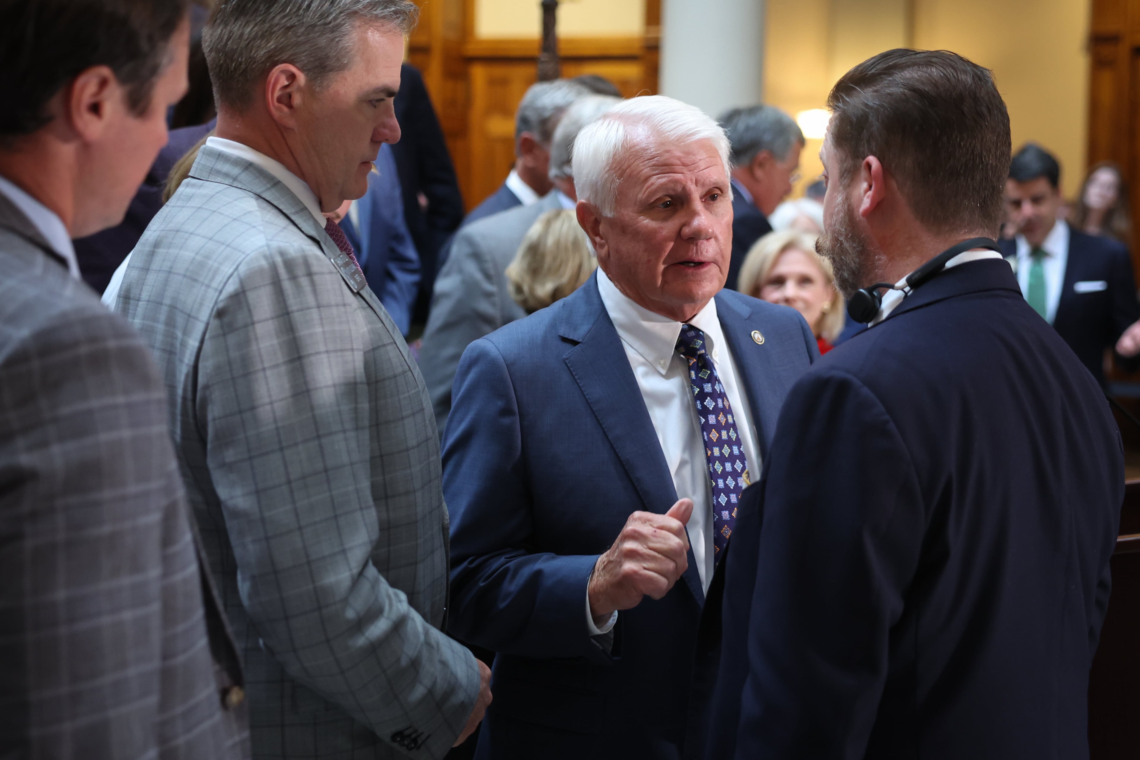 State House Speaker Jon Burns, R-Newington, arrives to announce that Republicans won’t redraw the state’s political maps during the special session starting in Atlanta on June 17, 2026. (Arvin Temkar/AJC)