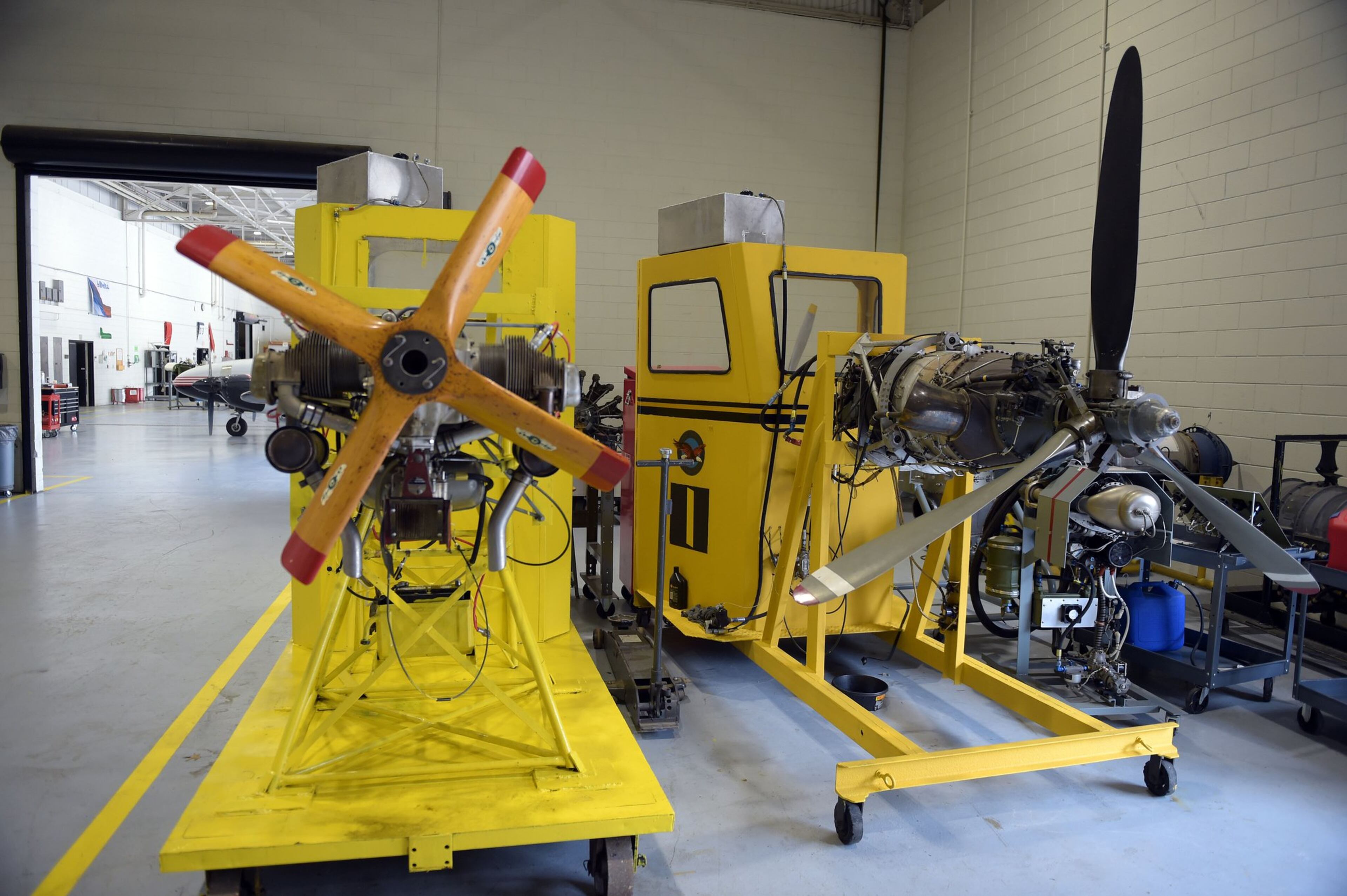 Engine simulators are among the equipment students could use in Atlanta Tech’s aviation maintenance program. Kent D. Johnson/AJC