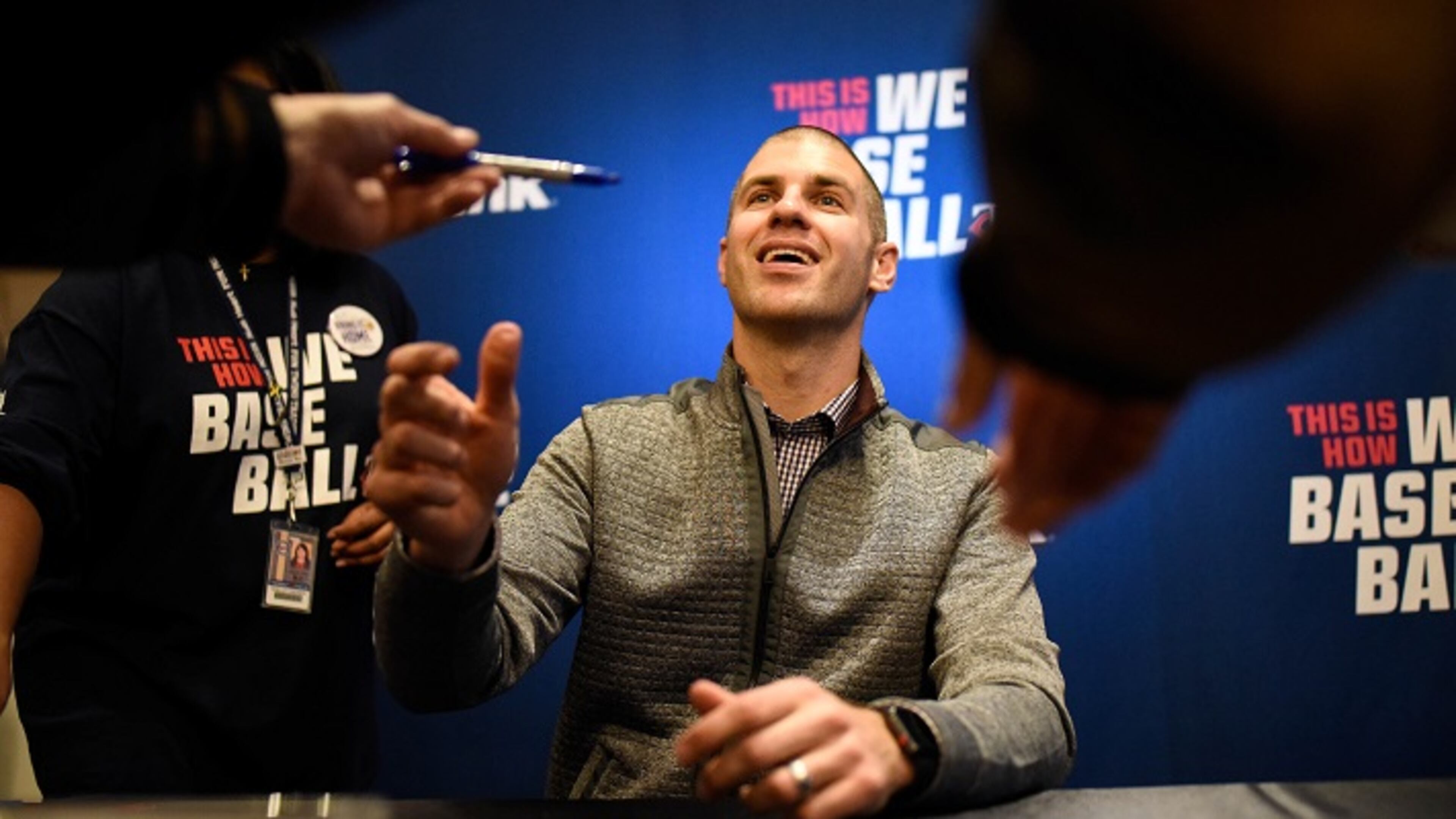 Minnesota Twins first baseman Joe Mauer signs autographs for fans at Twins Fest on January 19, 2018, at Target Field in Minneapolis. (Aaron Lavinsky/Minneapolis Star Tribune/TNS)