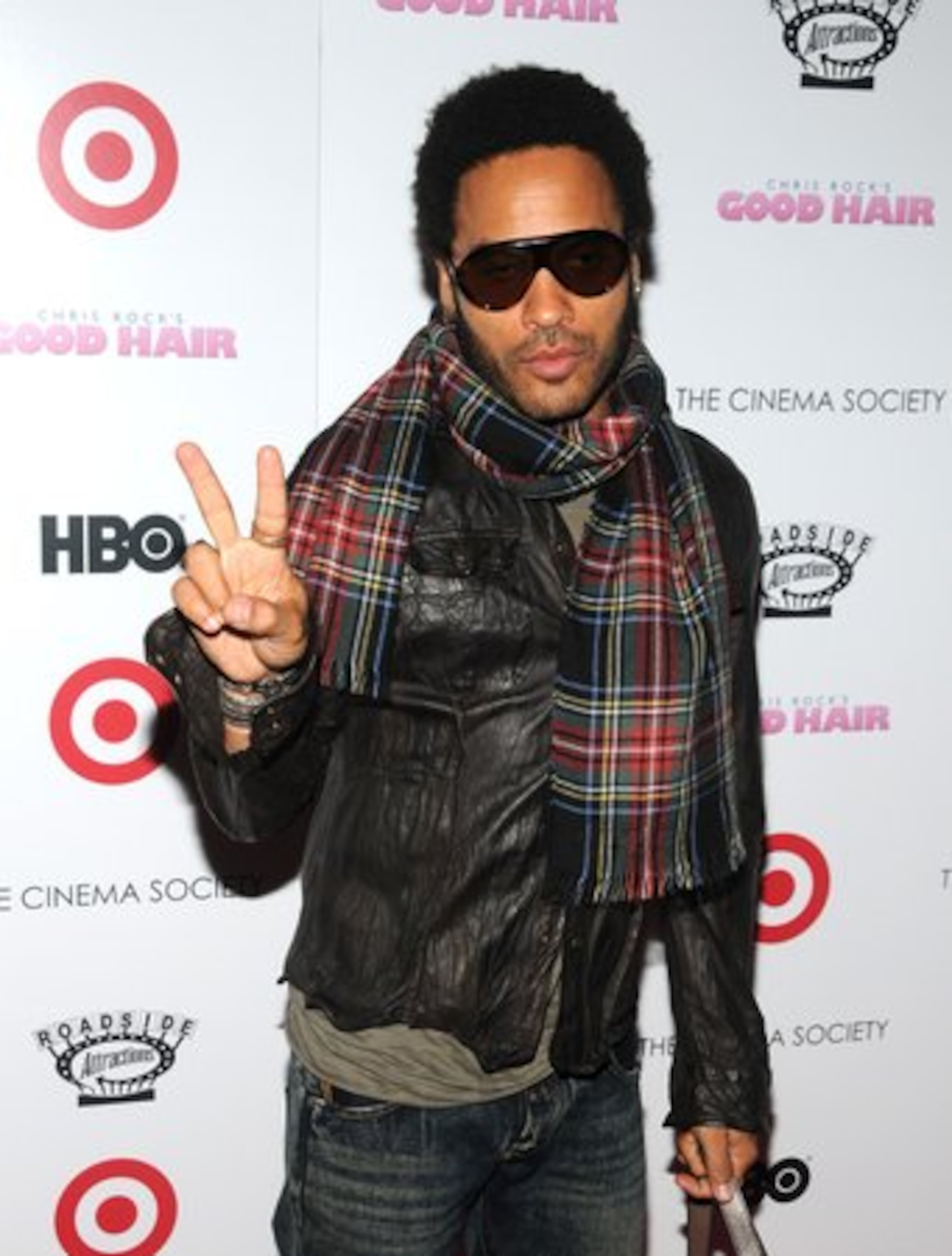 Musician Lenny Kravitz shows off his natural 'good hair' at the Cinema Society screening.