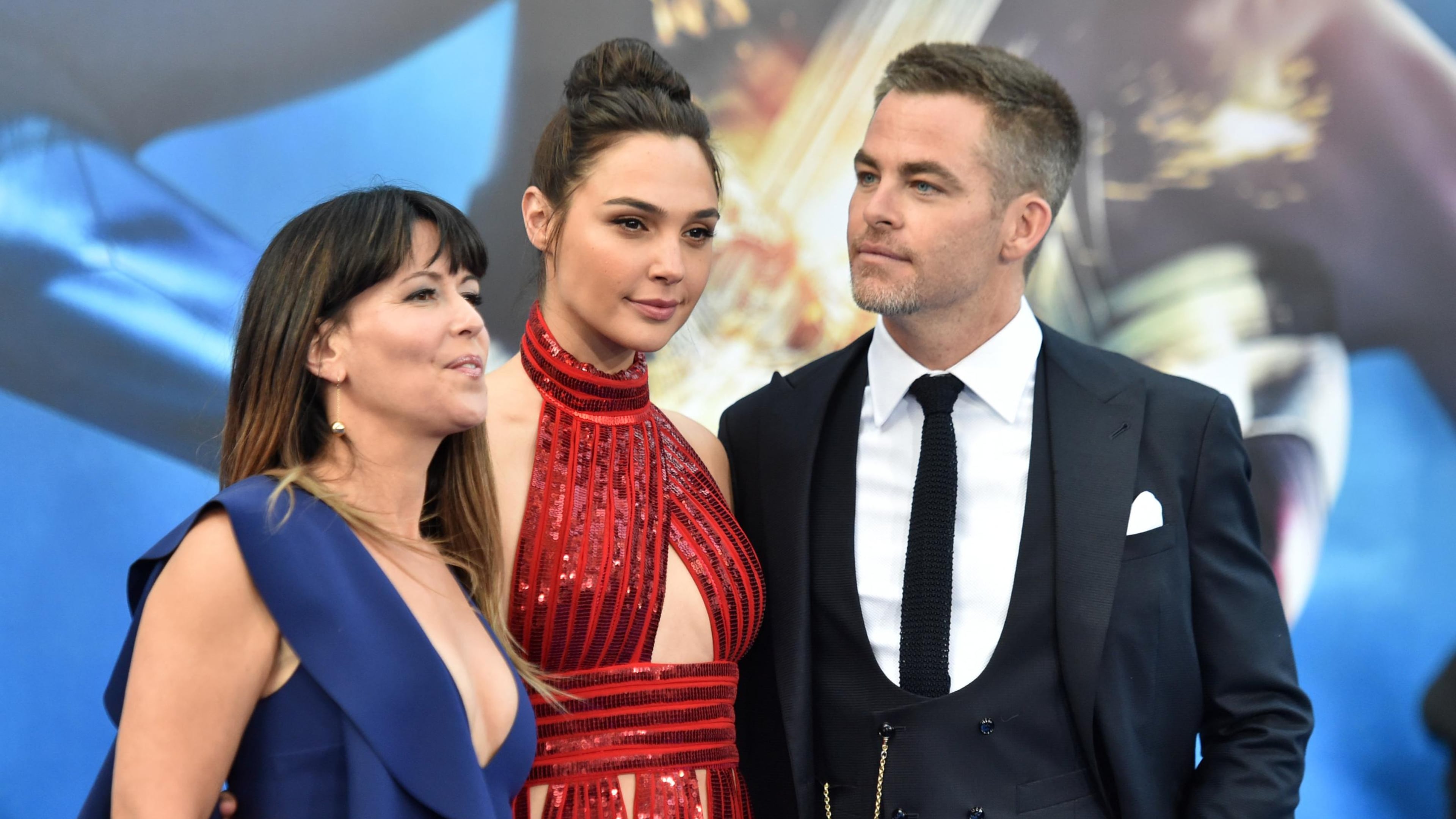 FILE PHOTO: Patty Jenkins and actors Gal Gadot and Chris Pine attend the premiere of Warner Bros. Pictures' "Wonder Woman" at the Pantages Theatre on May 25, 2017 in Hollywood, California. (Photo by Frazer Harrison/Getty Images)
