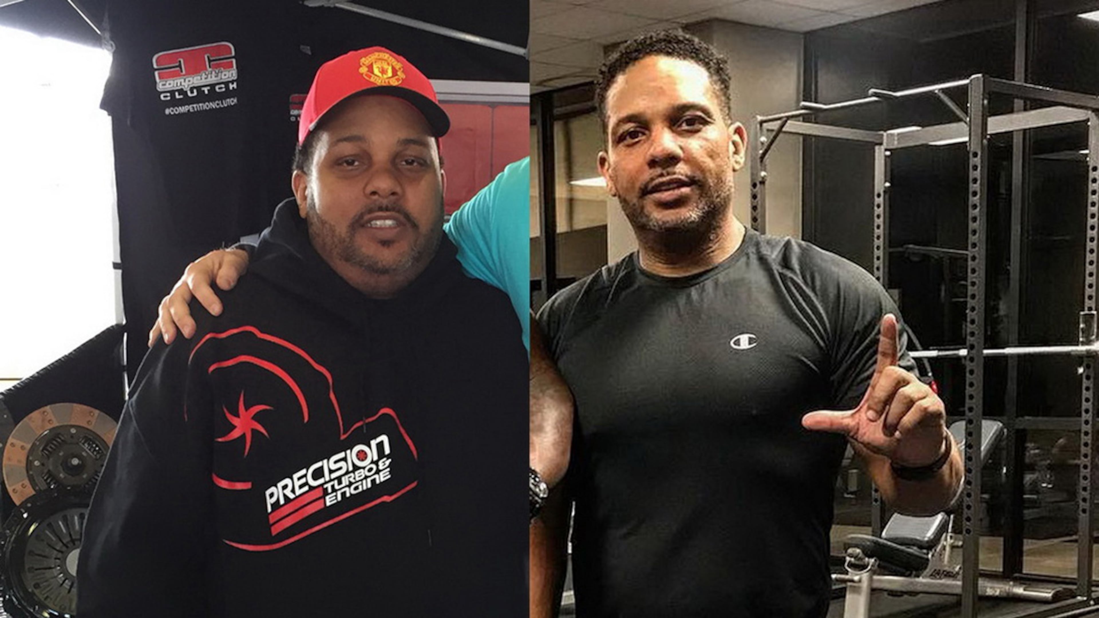 In the photo on the left, taken in 2016, Roberto Trinidad weighed 300 pounds. In the photo on the right, taken in March, Trinidad weighed 188 pounds. (Photos contributed by Roberto Trinidad).