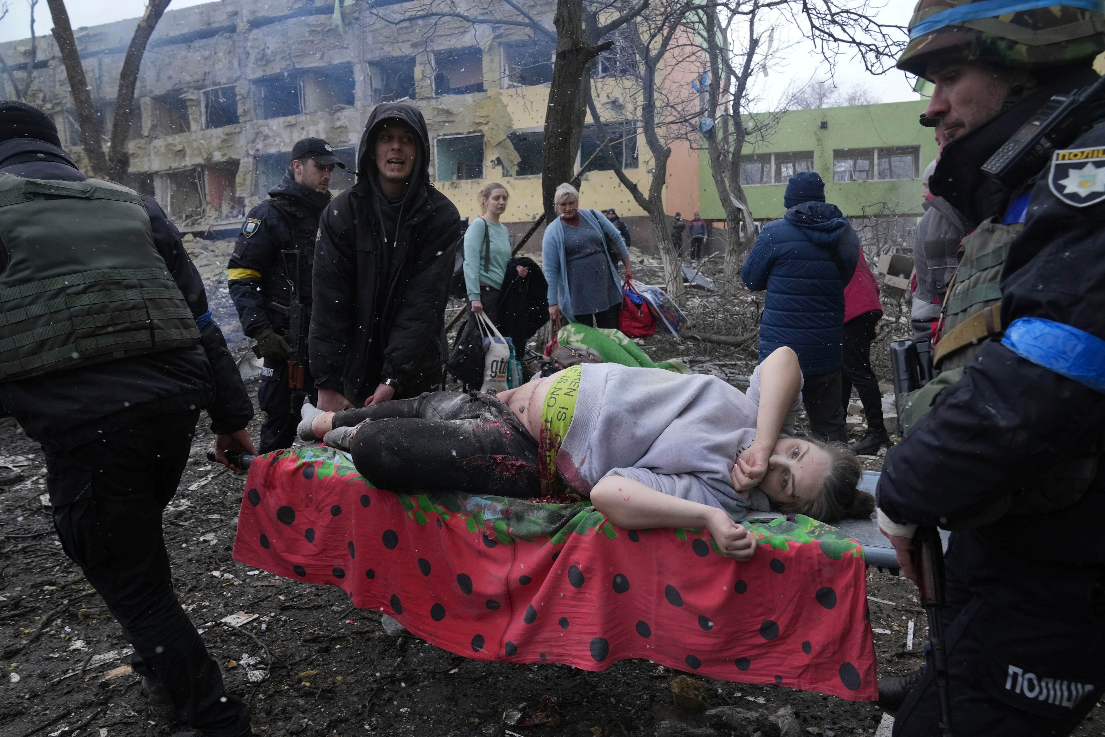 Images of the woman, whom the AP has not been able to identify, were seen around the world, personifying the horror of an attack on civilians. She was one of at least three pregnant women tracked down by AP from the maternity hospital that was bombarded Wednesday in the Ukrainian city of Mariupol. (AP Photo/Evgeniy Maloletka)