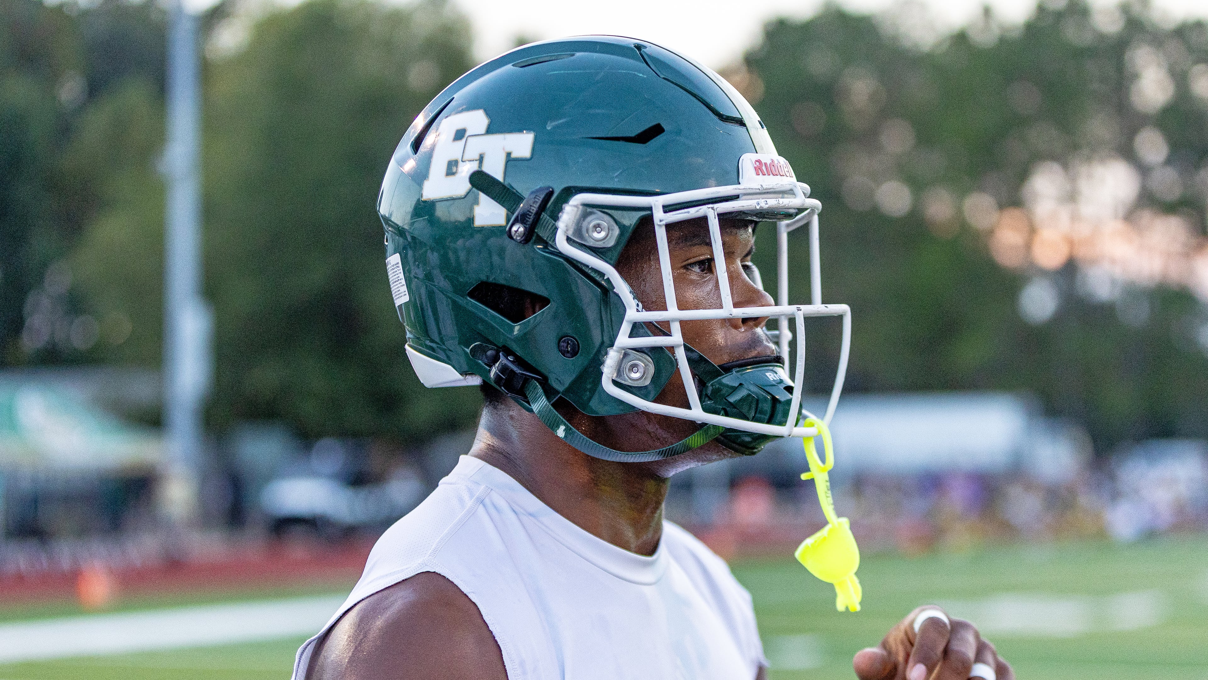 5-star Blessed Trinity EDGE DJ Jacobs is the highest-rated recruit in Georgia this year. The rising senior made an early college commitment to Ohio State back on Dec. 29, 2025. (Jeff Sentell/AJC)