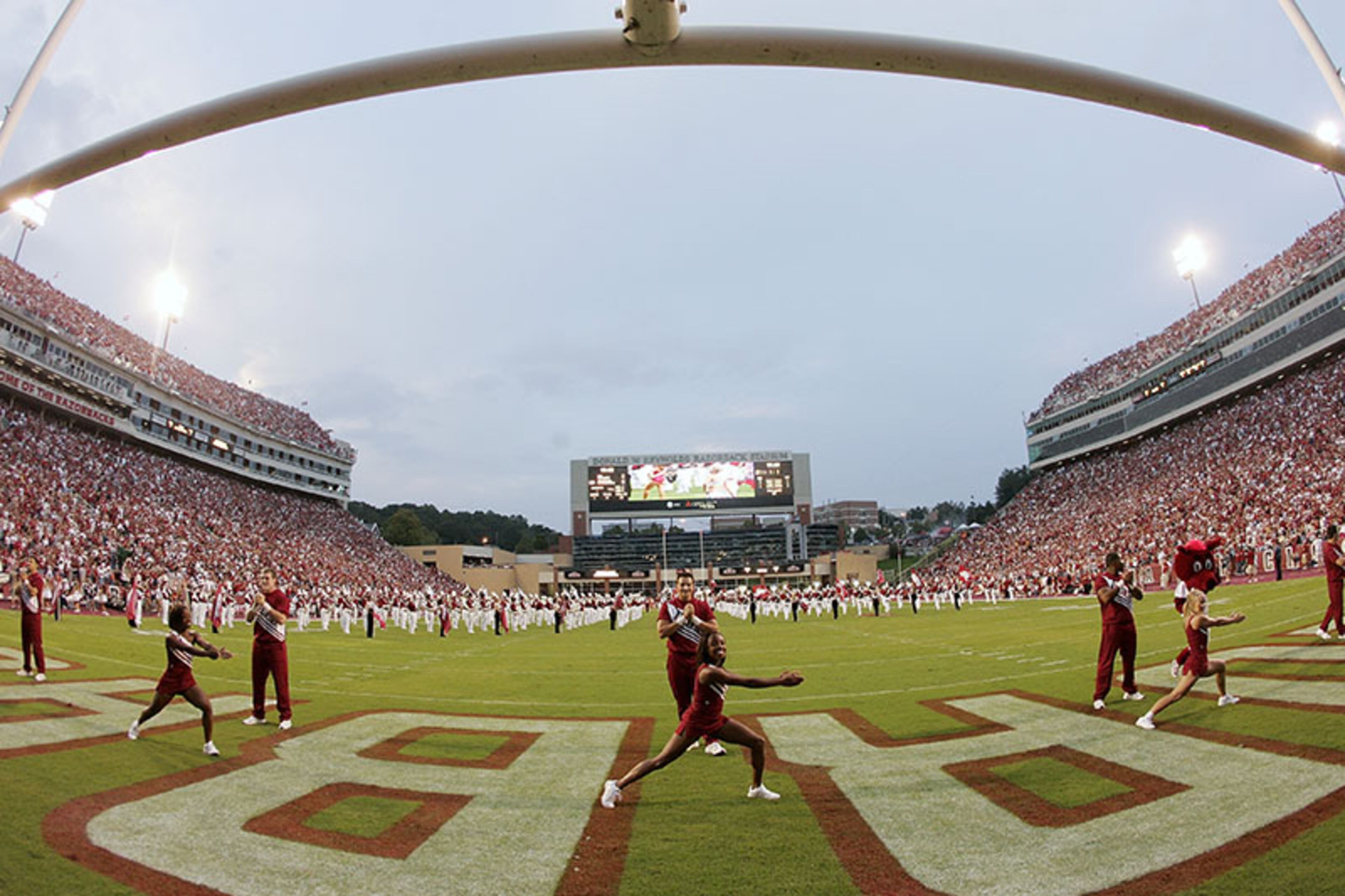 Originally built in the 1930s, Razorbacks Stadium's original capacity was a mere 13,500 - almost one-fifth its current size of 72,000. With a video board that stands 167 feet by 38 feet, Razorbacks Stadium has the largest scoreboard in the SEC - third largest among stadiums used by college football teams.