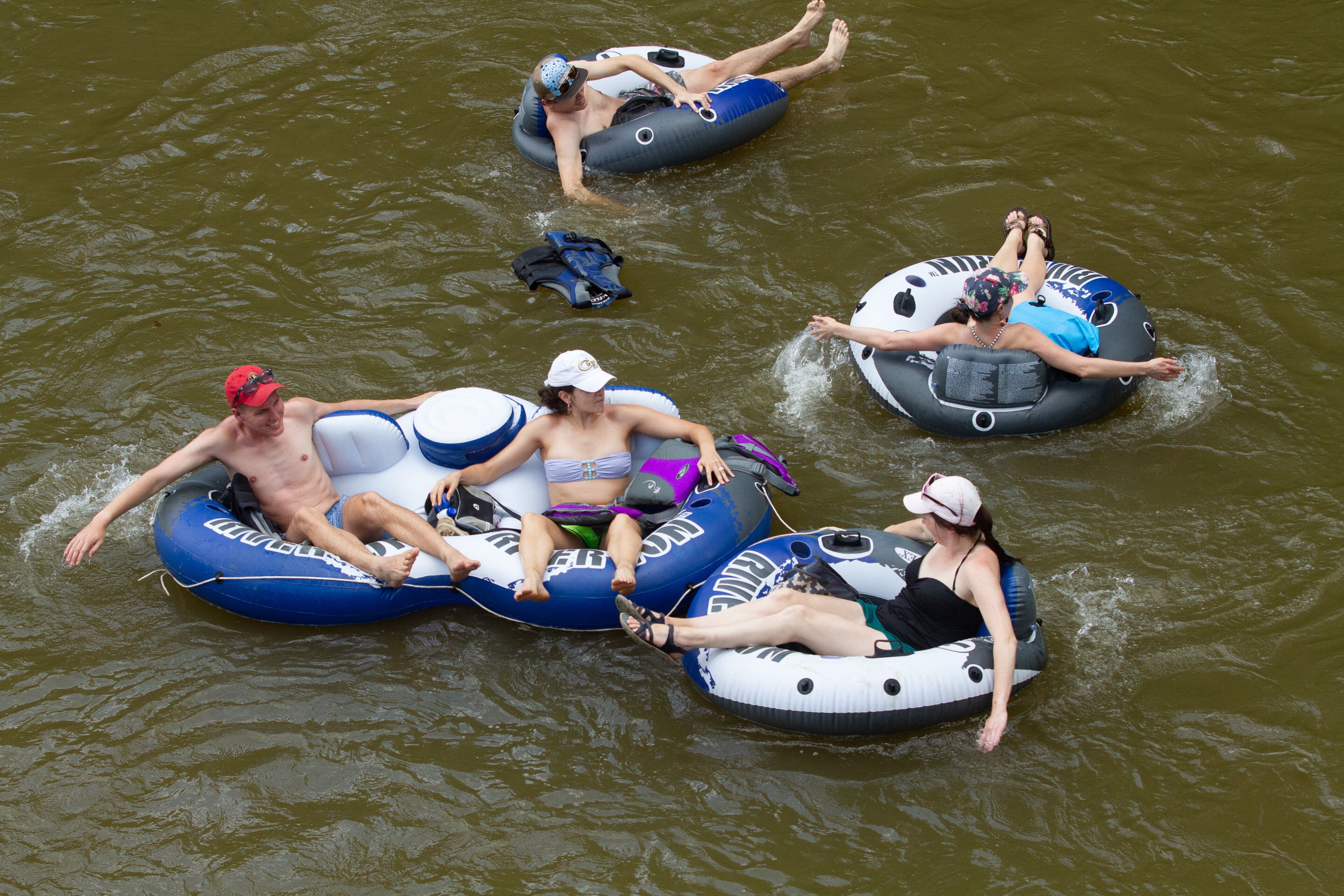 People head down the Chattahoochee River after putting in at Powers Island Park in Sandy Springs on Sunday, June 28, 2020. STEVE SCHAEFER FOR THE ATLANTA JOURNAL-CONSTITUTION
