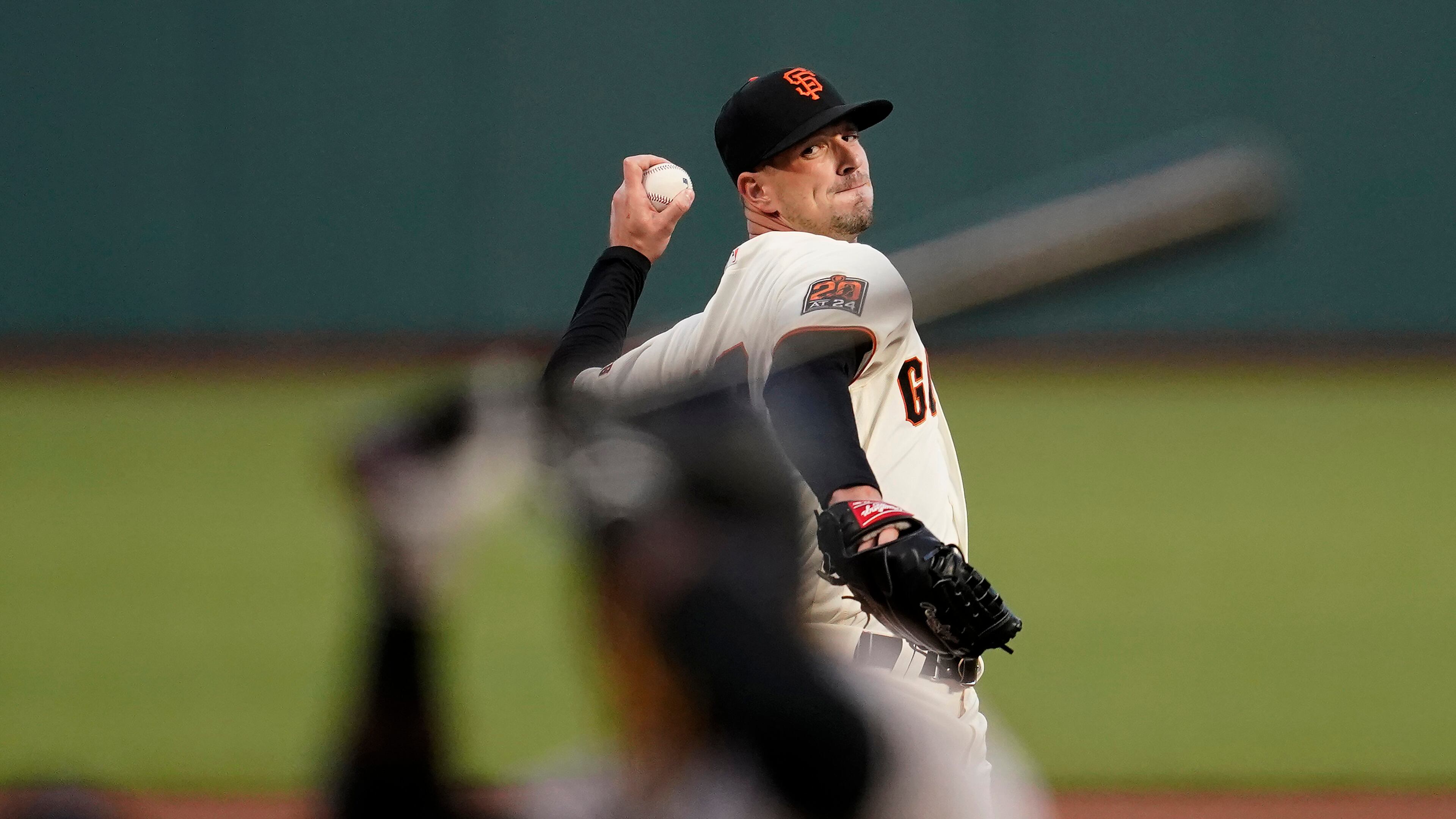 San Francisco Giants' Drew Smyly pitches against Colorado Rockies' Raimel Tapia during the first inning Tuesday, Sept. 22, 2020, in San Francisco. (Jeff Chiu/AP)