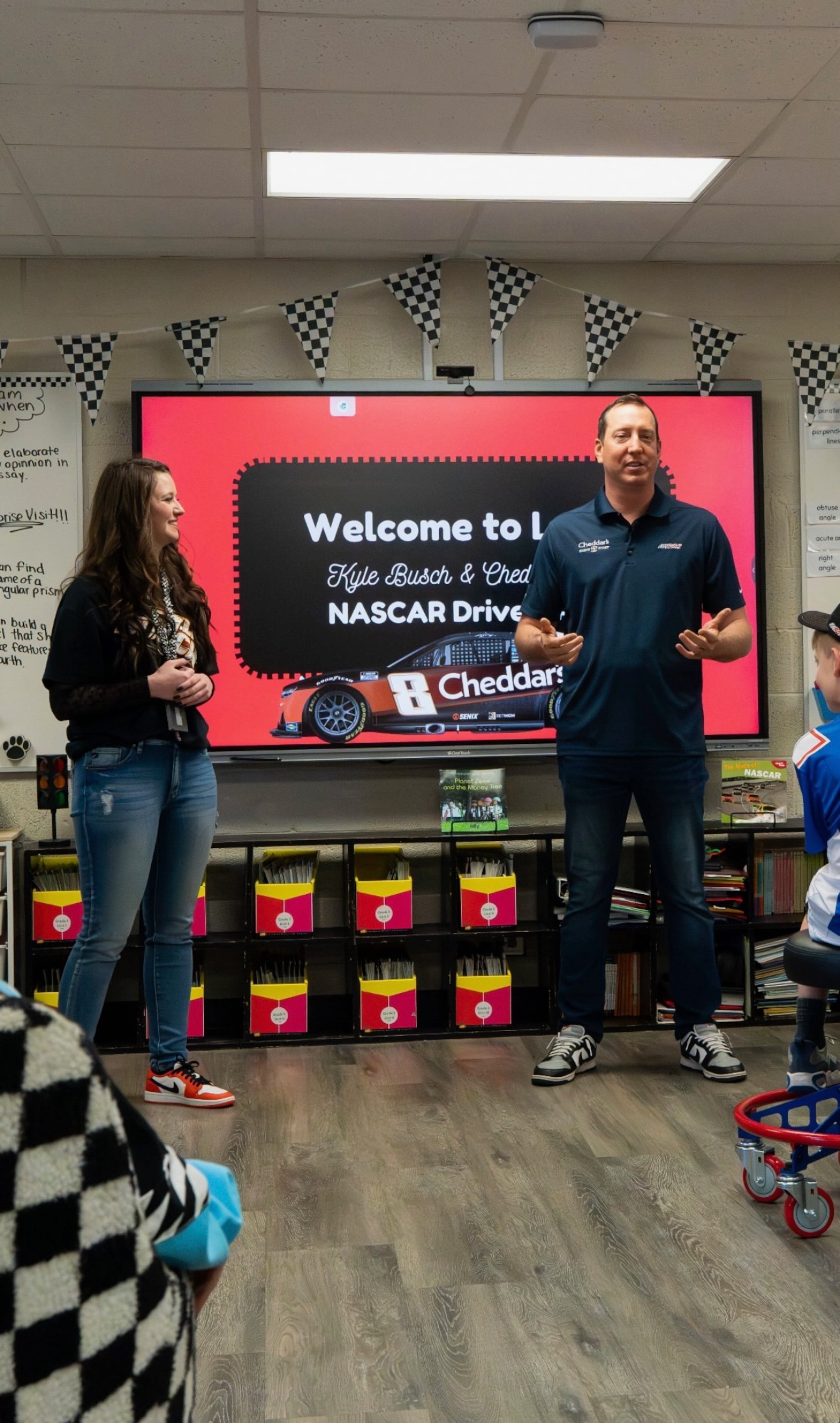 NASCAR champion Kyle Busch visits Lanier Elementary in Gainesville, Georgia on February 27, 2026. (Courtesy of Ansley Smallwood)