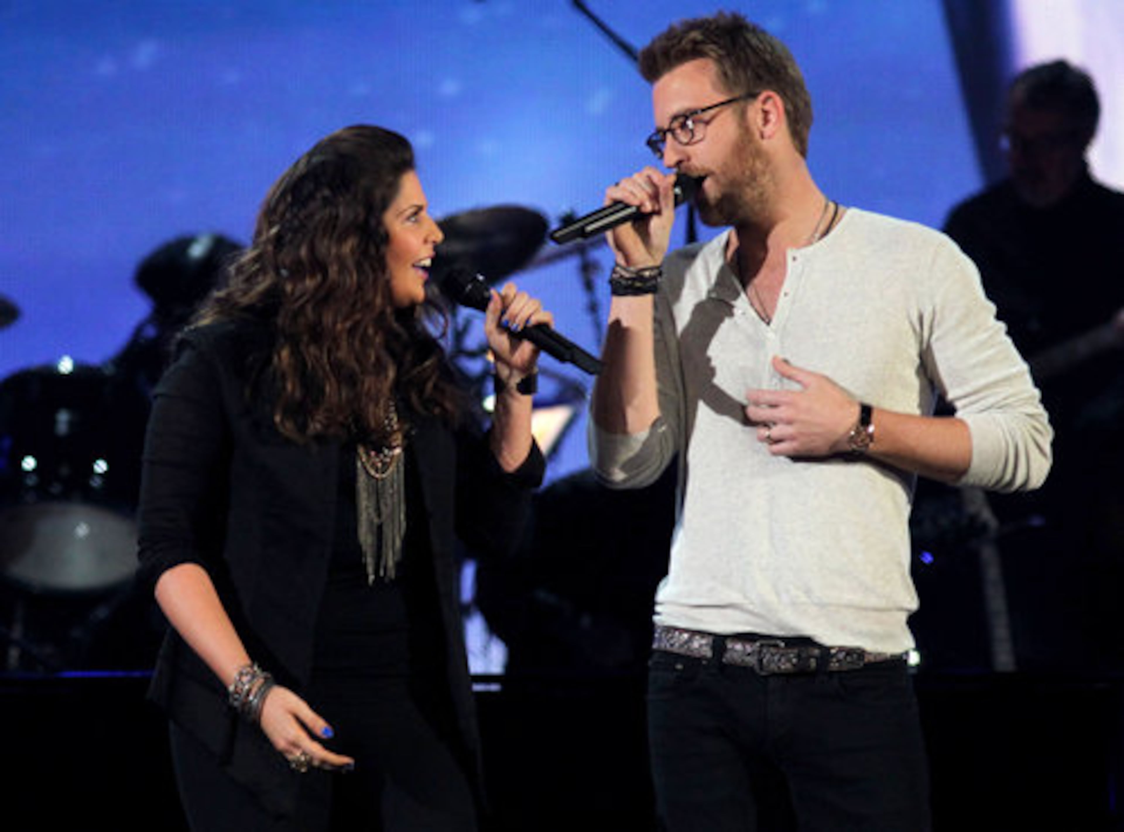Hillary Scott, left, and Charles Kelley, of musical group Lady Antebellum, perform "Truly."
