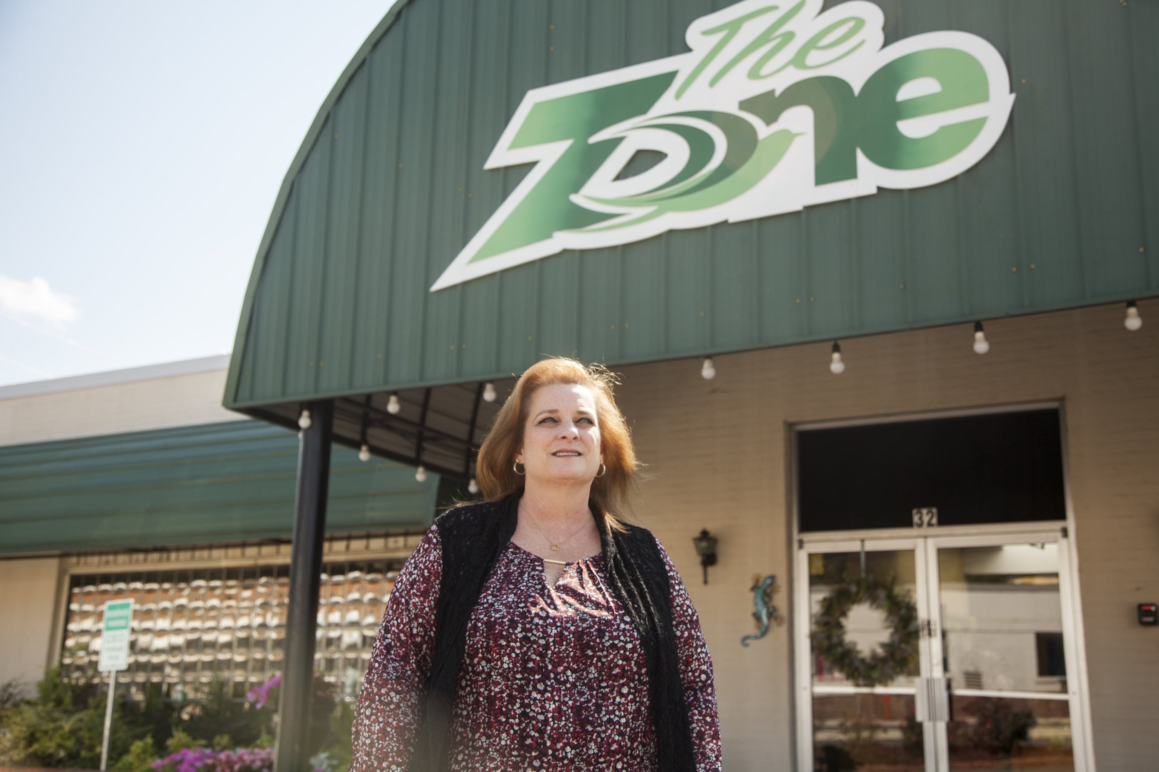 Missy Owen, executive director of the Davis Direction Foundation, outside The Zone in Marietta. The Zone, which is operated by the foundation, supports people in recovery. Owen’s son Davis died of an overdose in 2014. (Reann Huber)