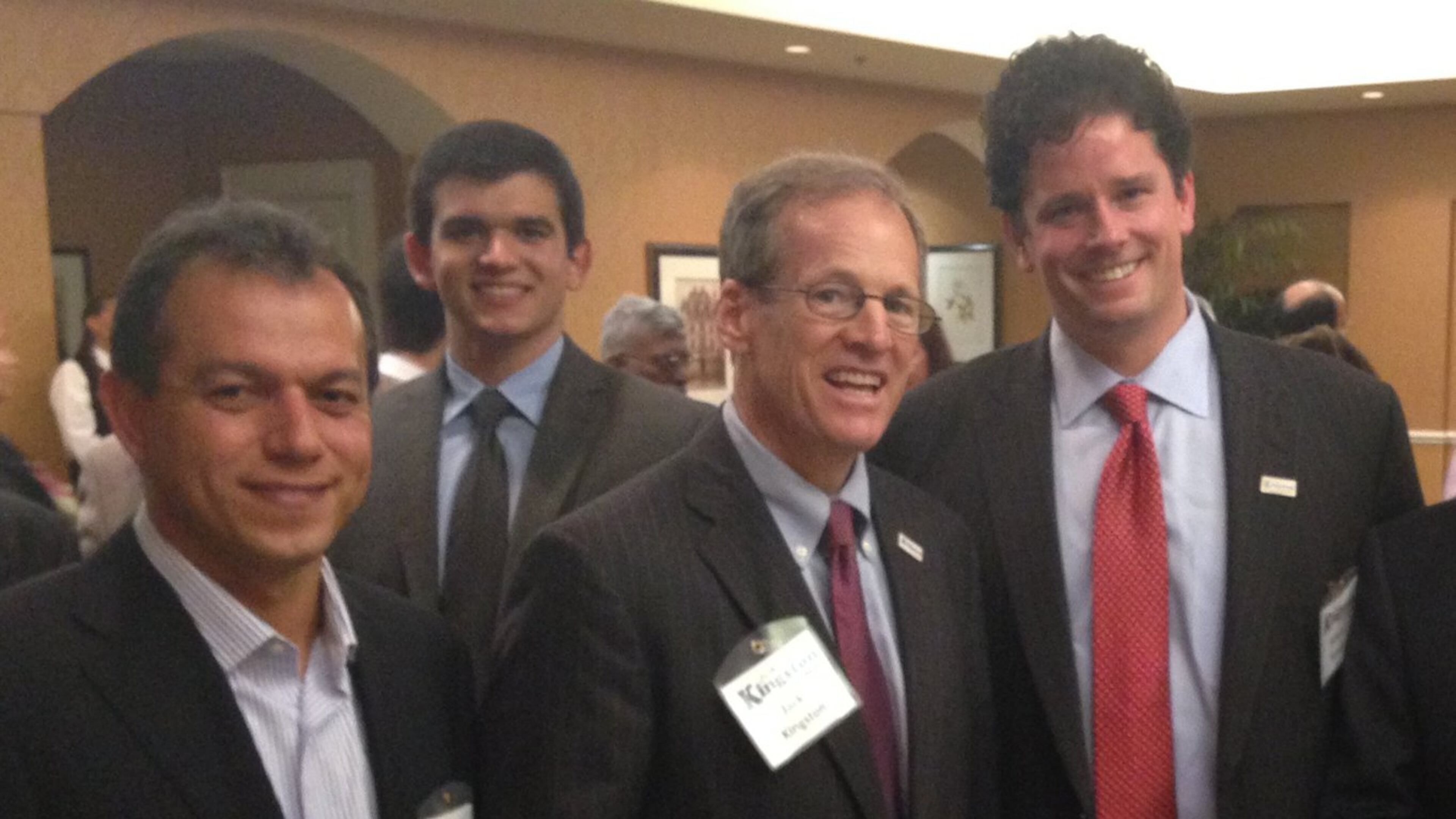 FROM LEFT: Khalid Satary, Jordan Satary, Jack Kingston, and Confirmatrix VP Richard Sasnett at a Dec. 6, 2013, fundraiser for Kingston at the Chateau Elan Winery and Resort in Braselton. Federal officials have issued subpoenas to several contributors who attended the fundraiser, the AJC has learned. SPECIAL