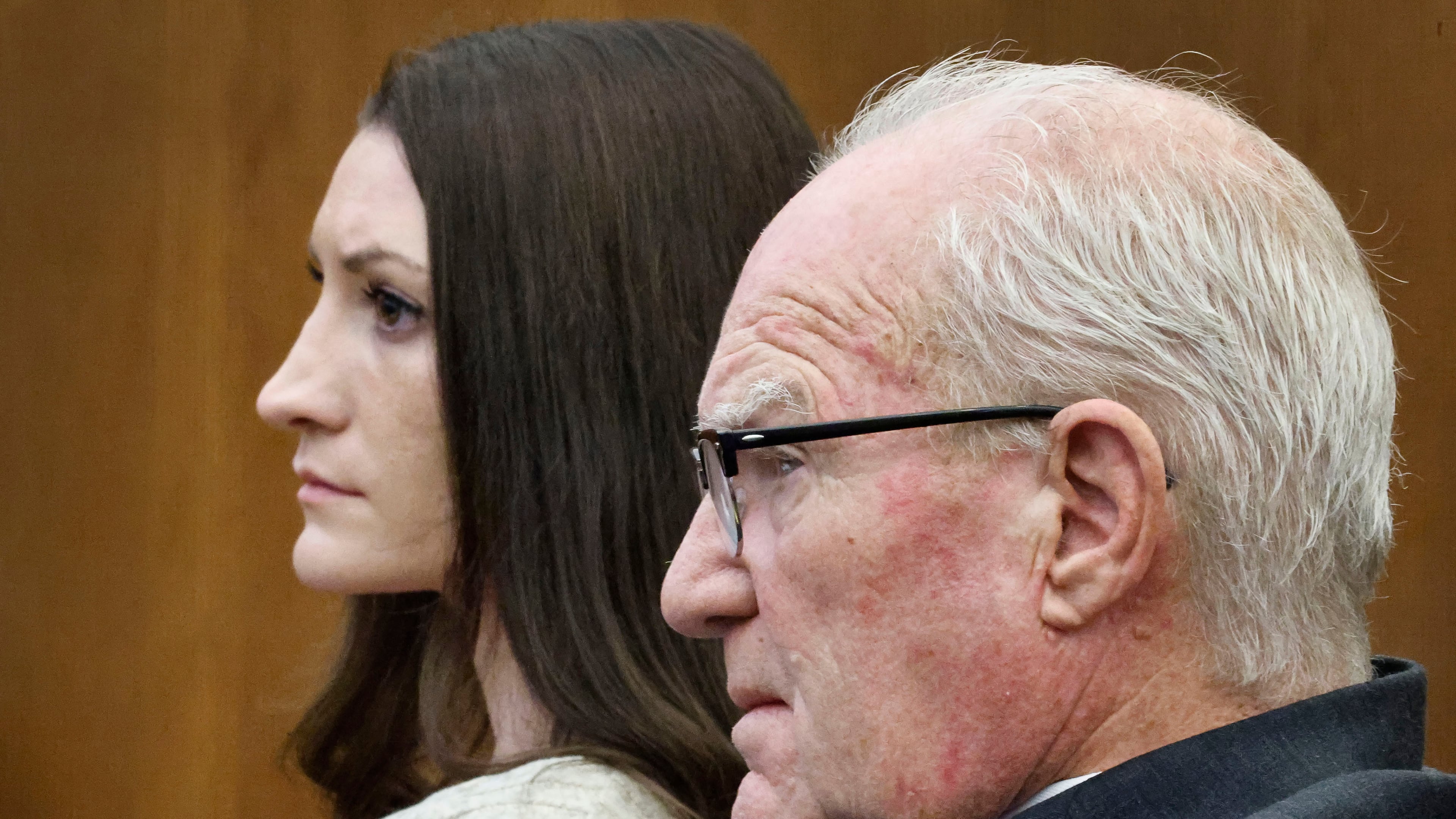 Lyndsay Clancy and her attorney Kevin Reddington listen to the testimony of Dr. Gregory Saathoff during her murder trial in Plymouth Superior Court on Wednesday, Aug. 26, 2026 in Plymouth, Mass. (Greg Derr/The Patriot Ledger via AP, Pool)