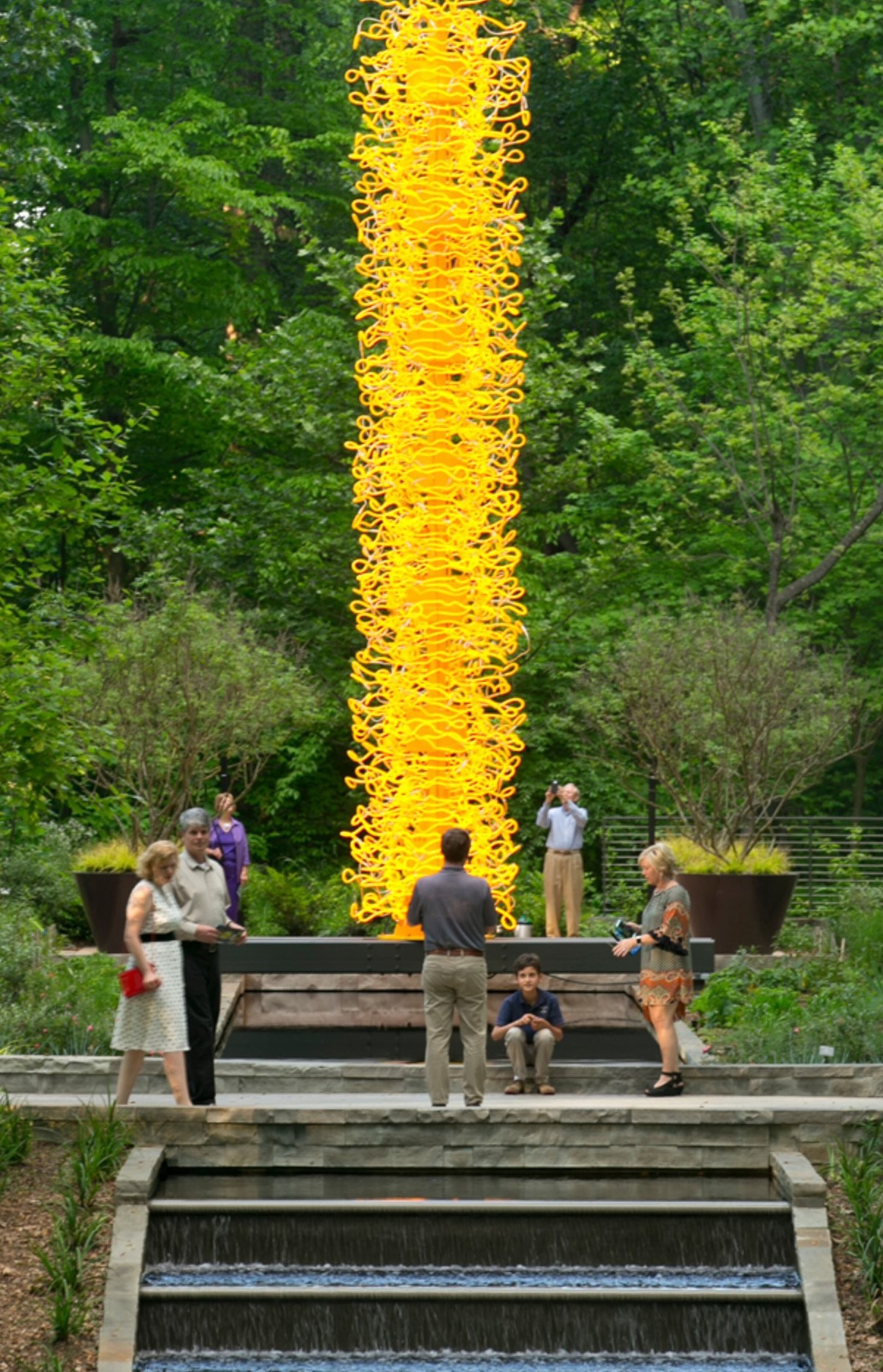 Chihuly's "Saffron Tower" is composed of 312 hand-formed neon tubes. CONTRIBUTED: ATLANTA BOTANICAL GARDEN