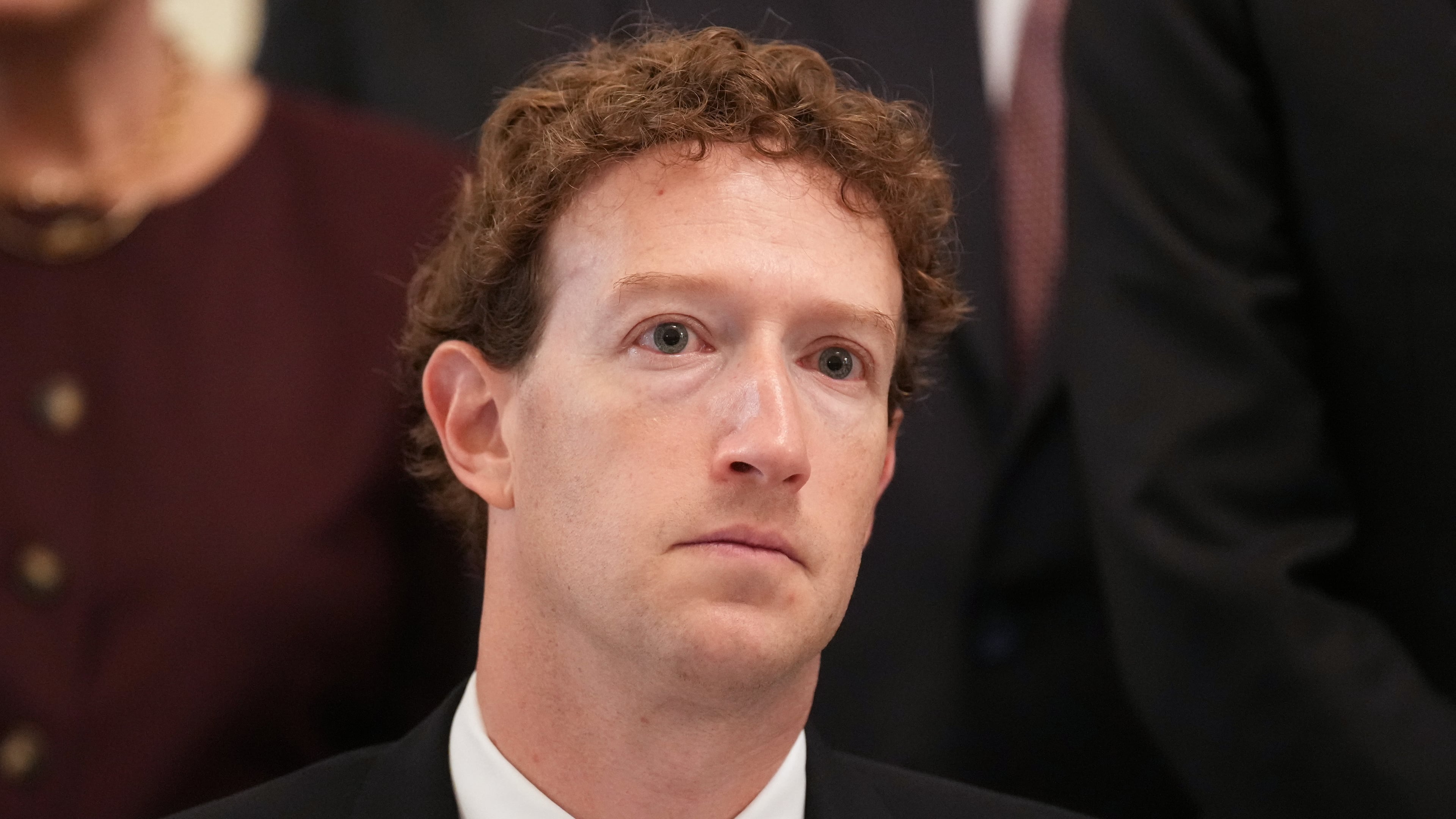 Meta CEO Mark Zuckerberg listens as President Donald Trump speaks in the East Room of the White House in Washington, Tuesday Sept. 29, 2026, during a meeting with top executives of AI firms. (AP Photo/Jacquelyn Martin)