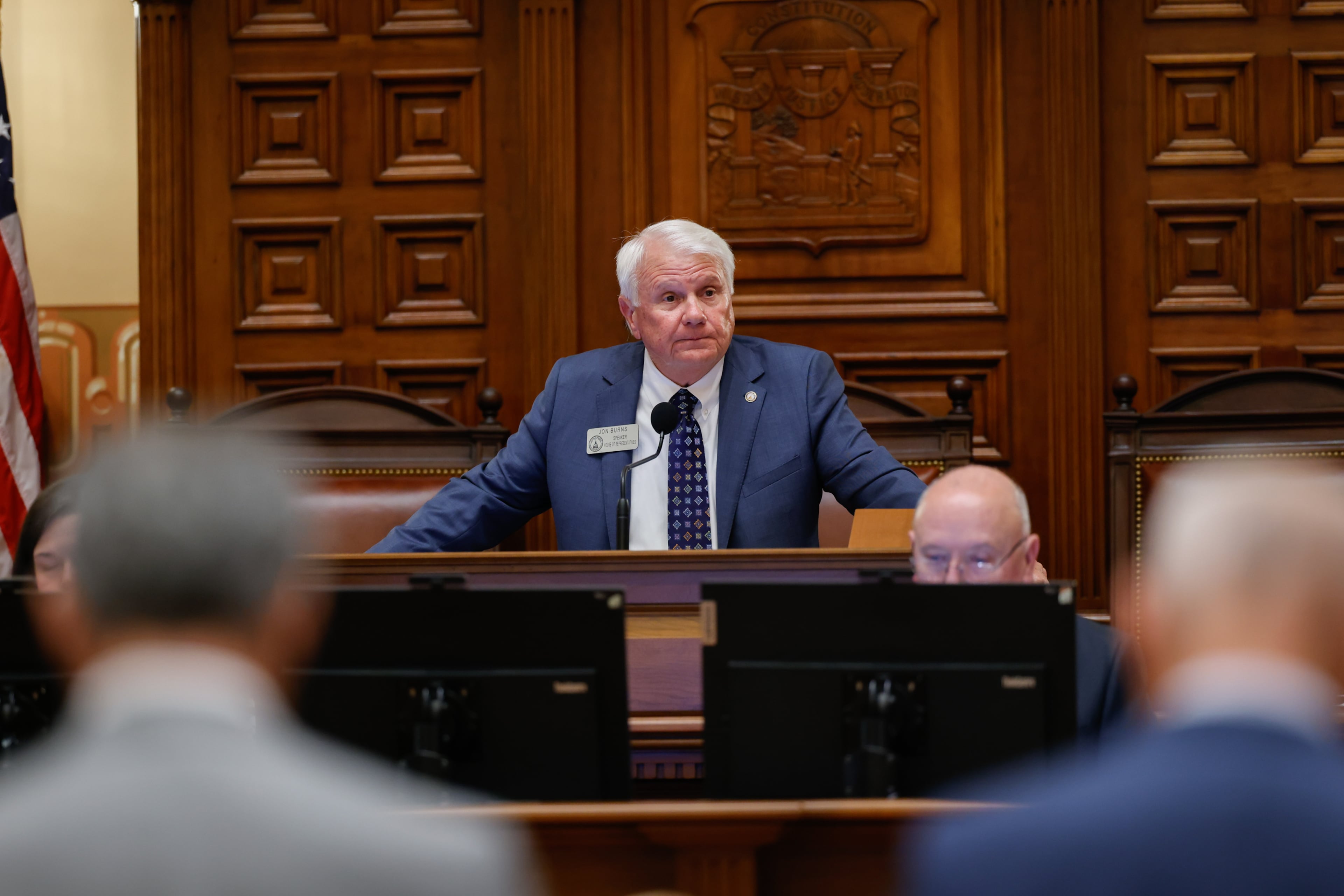 House Speaker Jon Burns, R-Newington, speaks at the House of Representatives as the state legislature convenes for the first day of a special legislative session at the Capitol in Atlanta on June 17, 2026. (Arvin Temkar/AJC)
