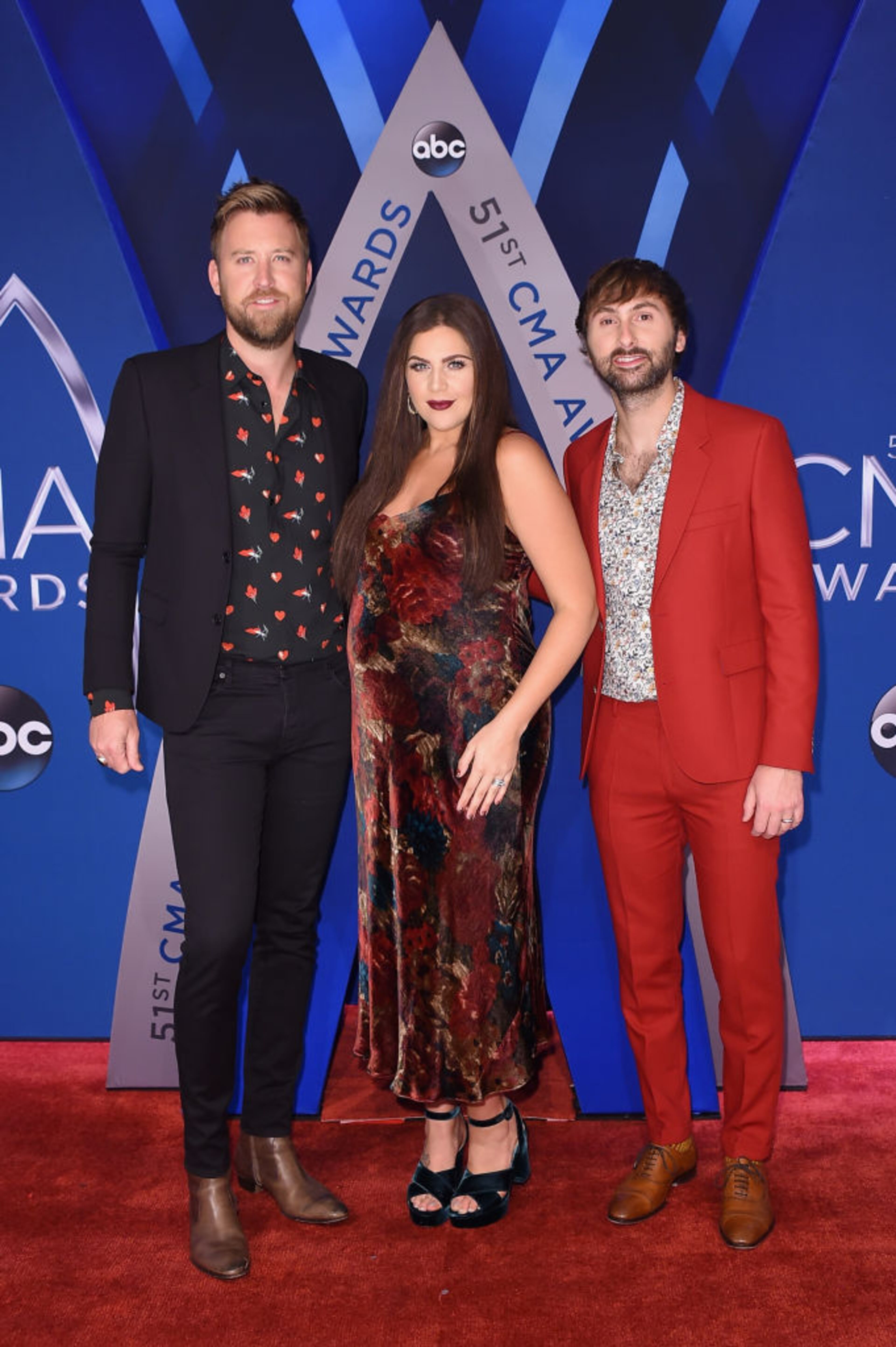 NASHVILLE, TN - NOVEMBER 08: (L-R) Charles Kelley, Hillary Scott and Dave Haywood of Lady Antebellum attends the 51st annual CMA Awards at the Bridgestone Arena on November 8, 2017 in Nashville, Tennessee. (Photo by Michael Loccisano/Getty Images)