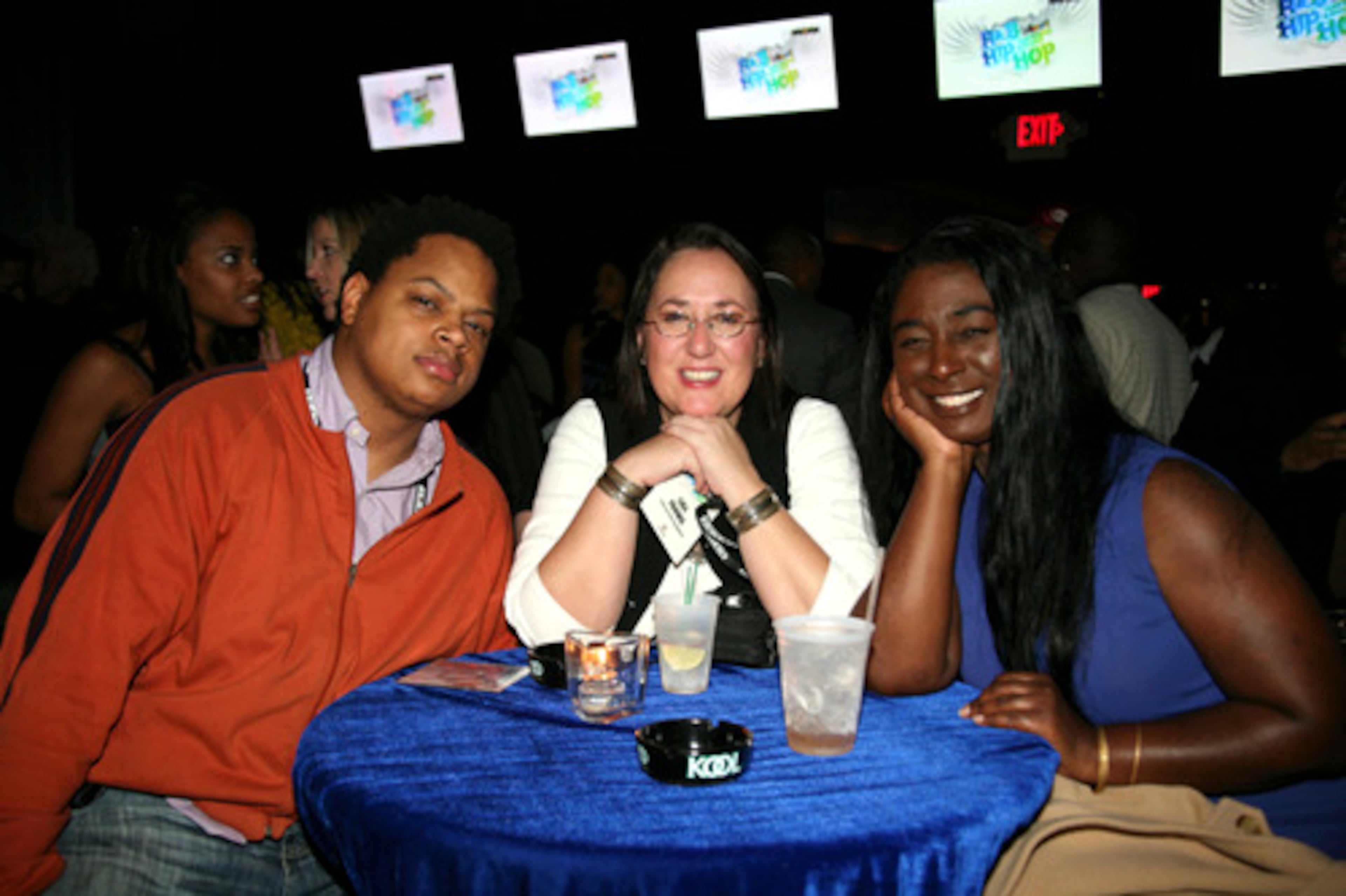 Baltimore piano rapper Bo Miles (left), Burbank, Ca. entertainment manager Lisa Franks, and Kansas City talent manager Latrice Davis enjoy the festivities Friday night at Dreamz.