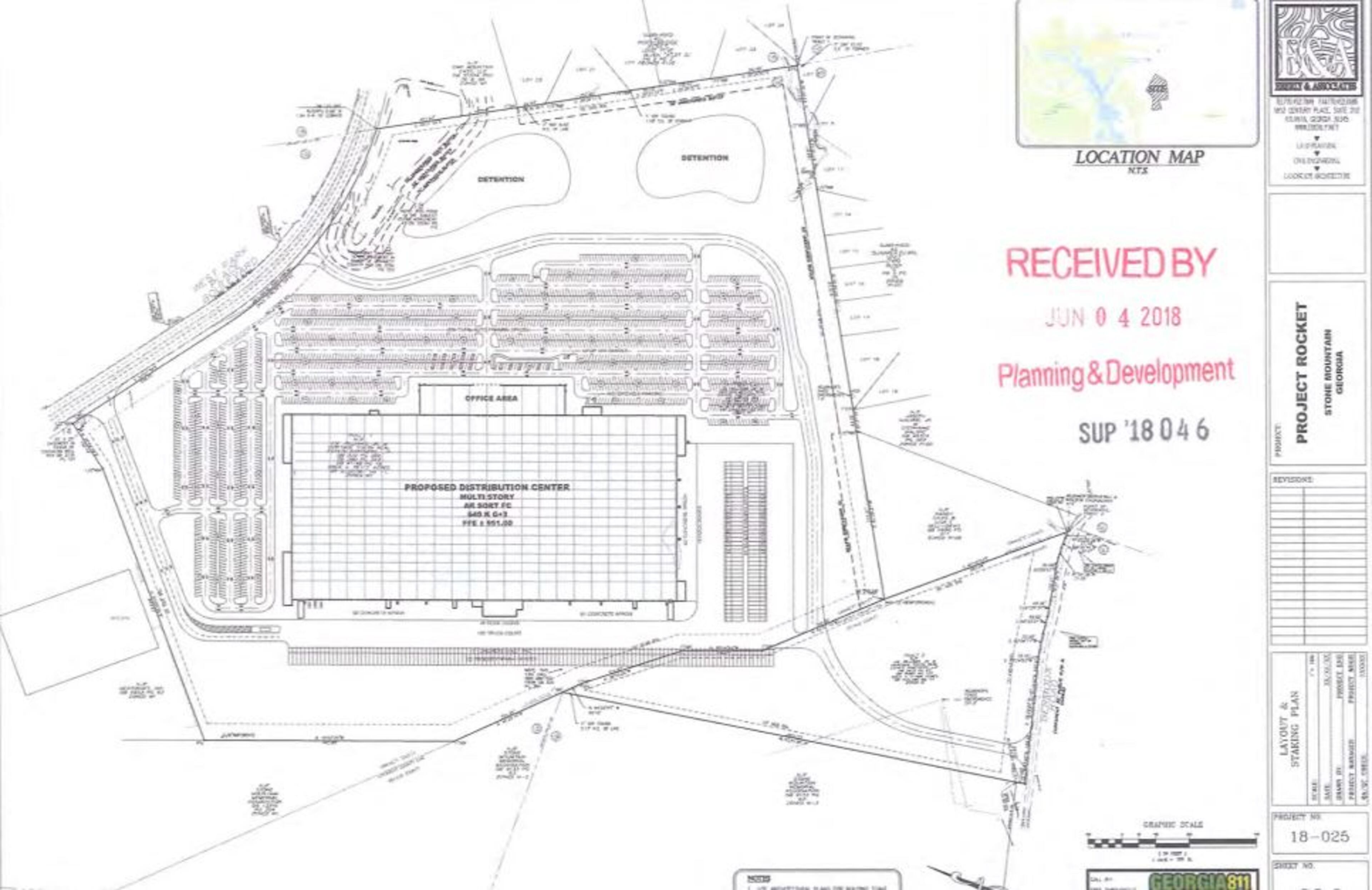 The proposed “Project Rocket” site on West Park Place Boulevard in Gwinnett County. (Via Gwinnett County planning commission documents)