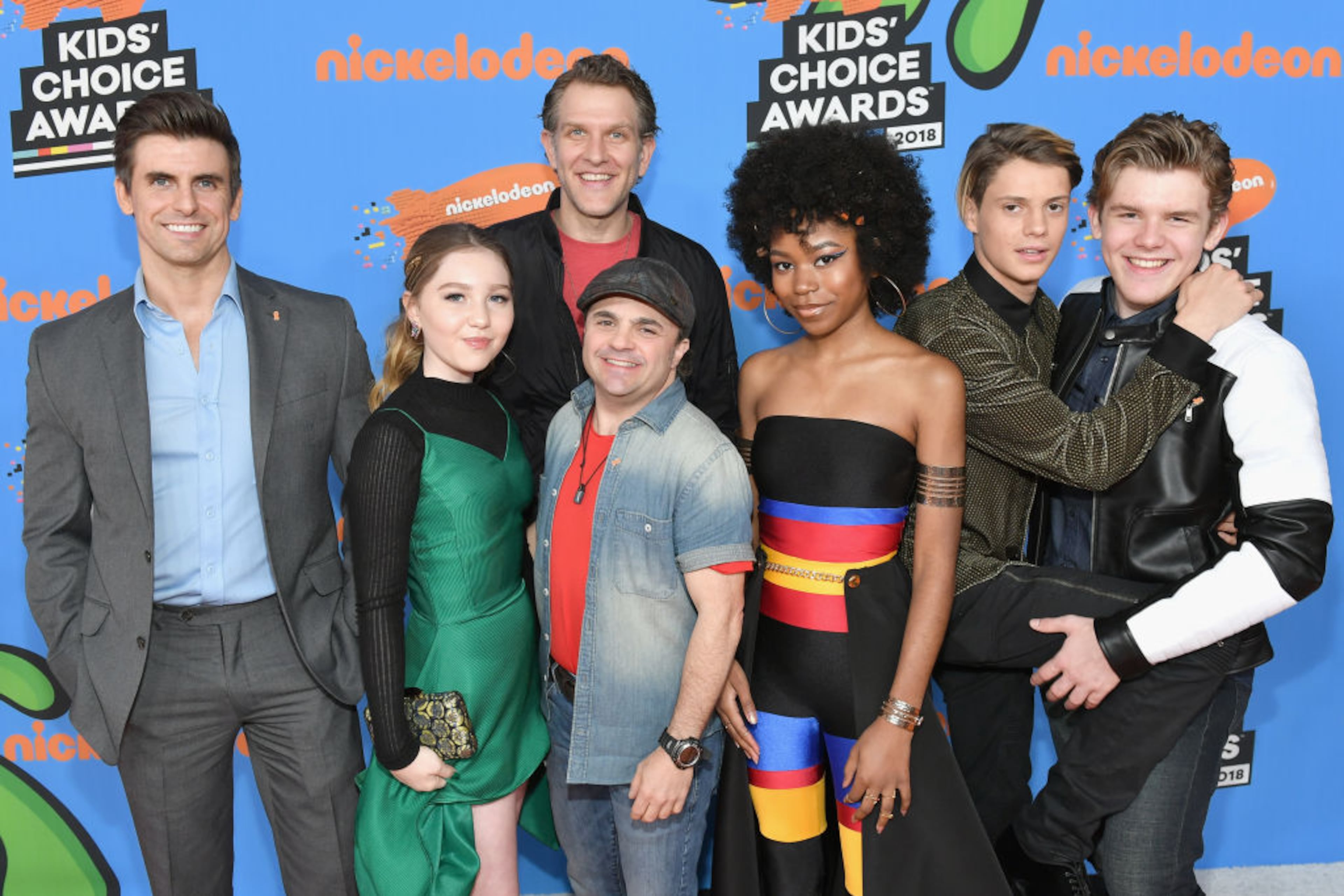 INGLEWOOD, CA - MARCH 24: The cast of Henry Danger attends Nickelodeon's 2018 Kids' Choice Awards at The Forum on March 24, 2018 in Inglewood, California. (Photo by Neilson Barnard/Getty Images)