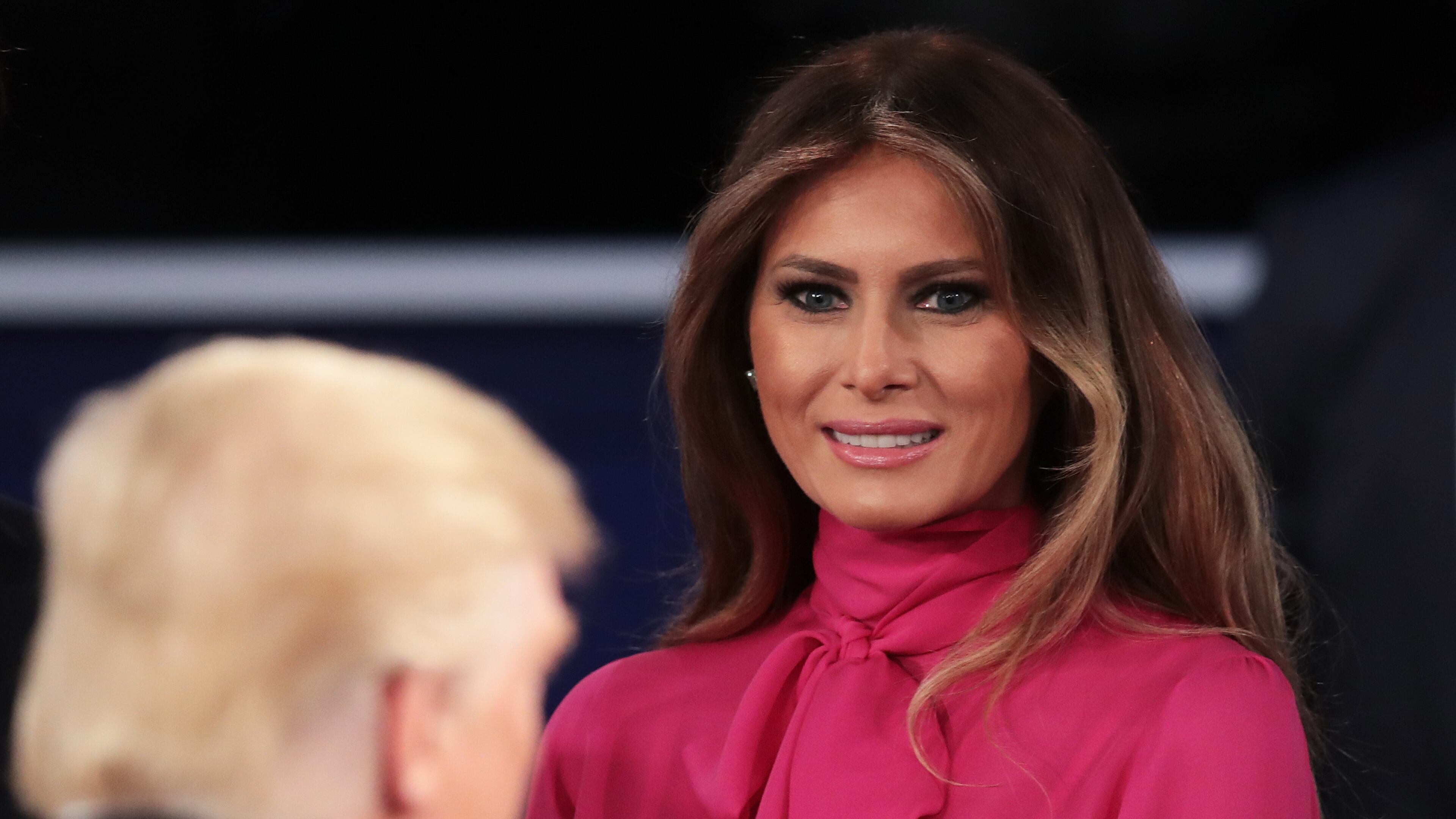 ST LOUIS, MO - OCTOBER 09: Melania Trump (R) greets her husband Republican presidential nominee Donald Trump after the town hall debate at Washington University on October 9, 2016 in St Louis, Missouri. This is the second of three presidential debates scheduled prior to the November 8th election. (Photo by Scott Olson/Getty Images)